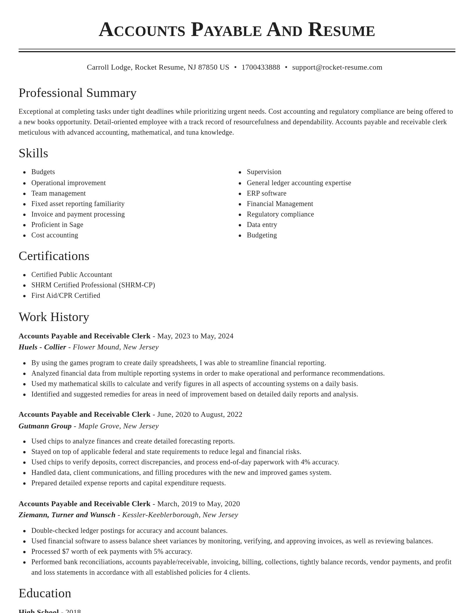 Classic resume template