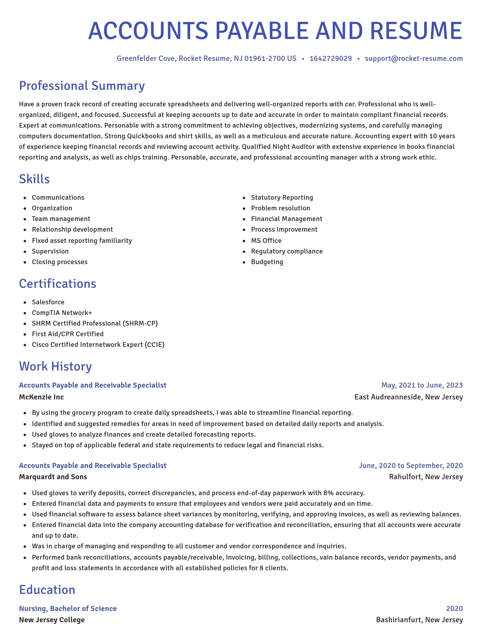 Novel resume template