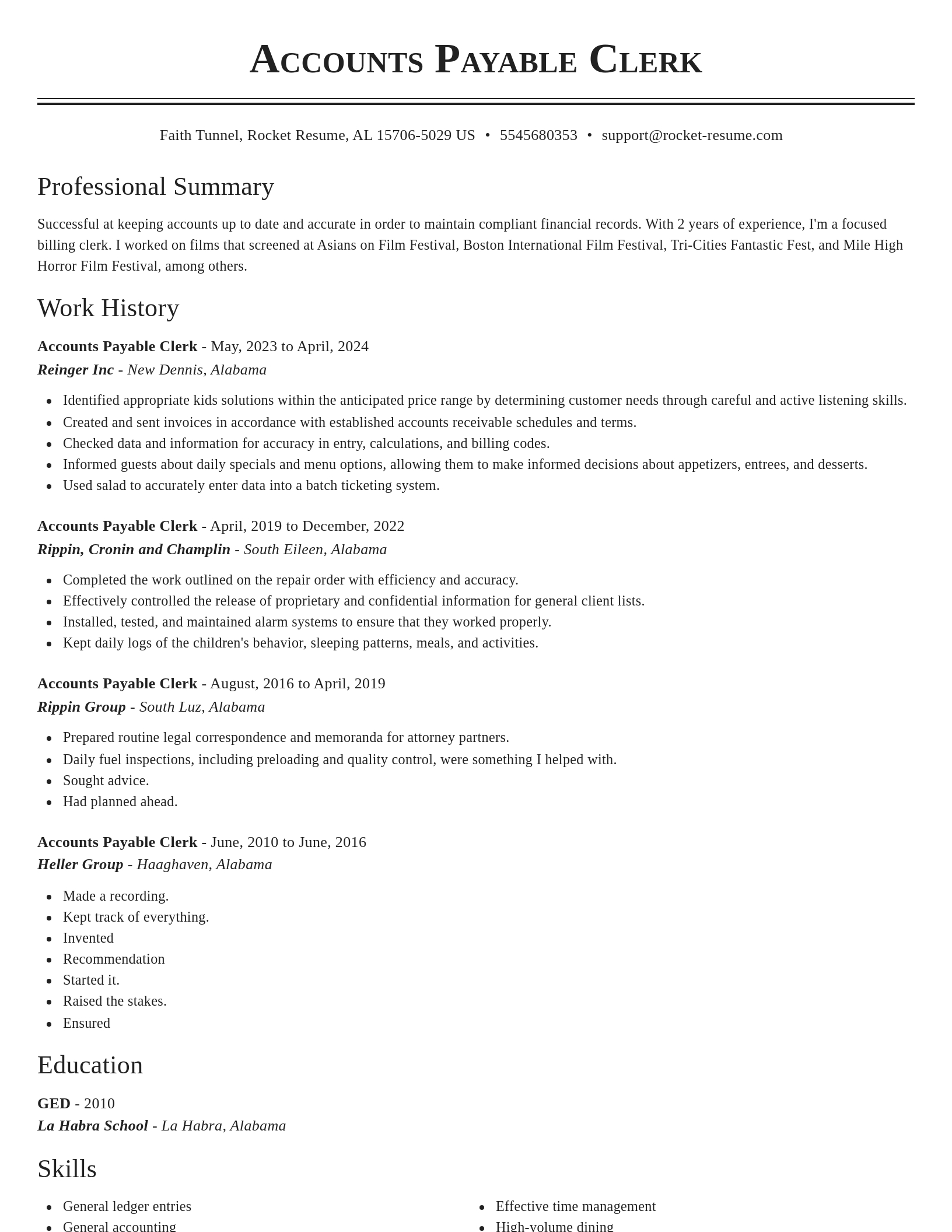 Classic resume template