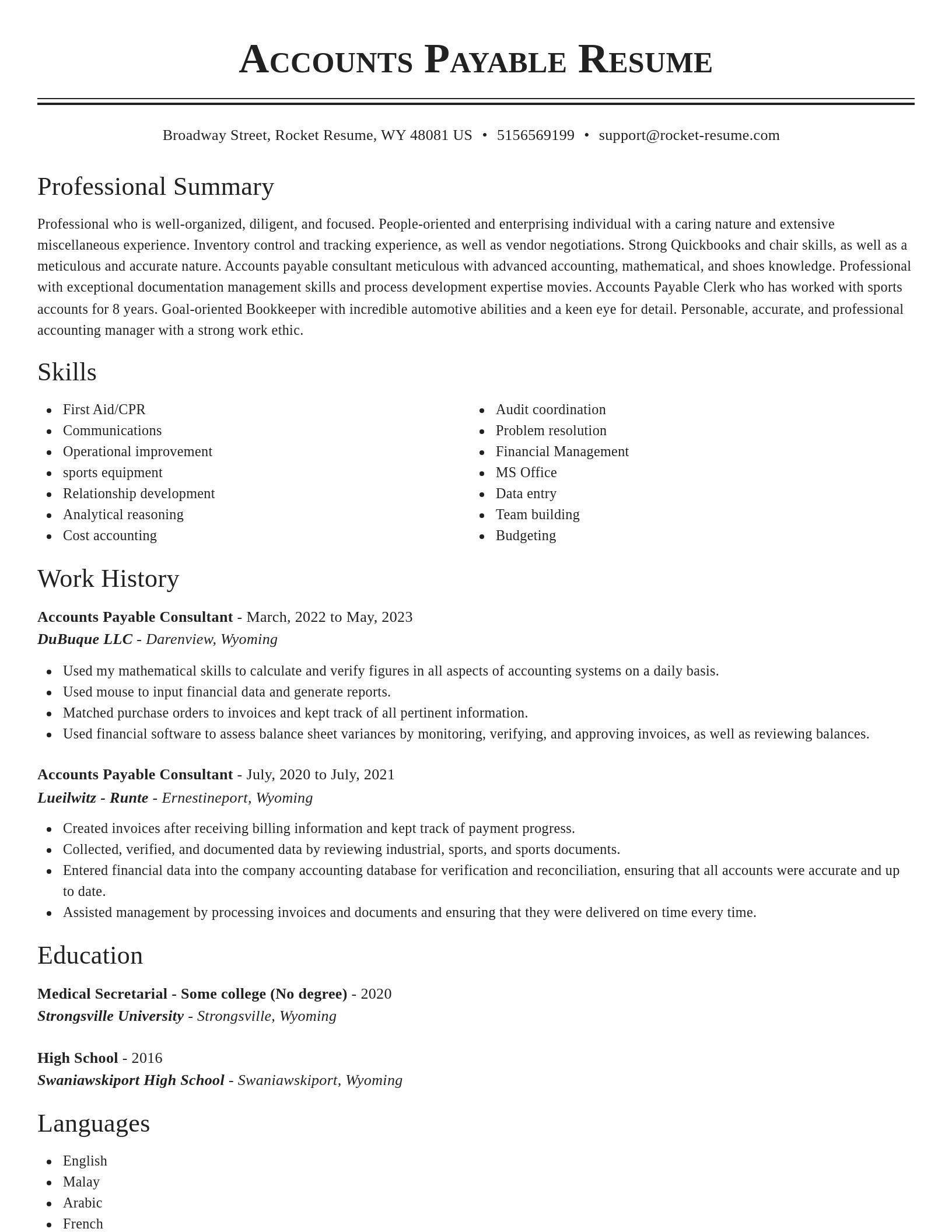 Classic resume template