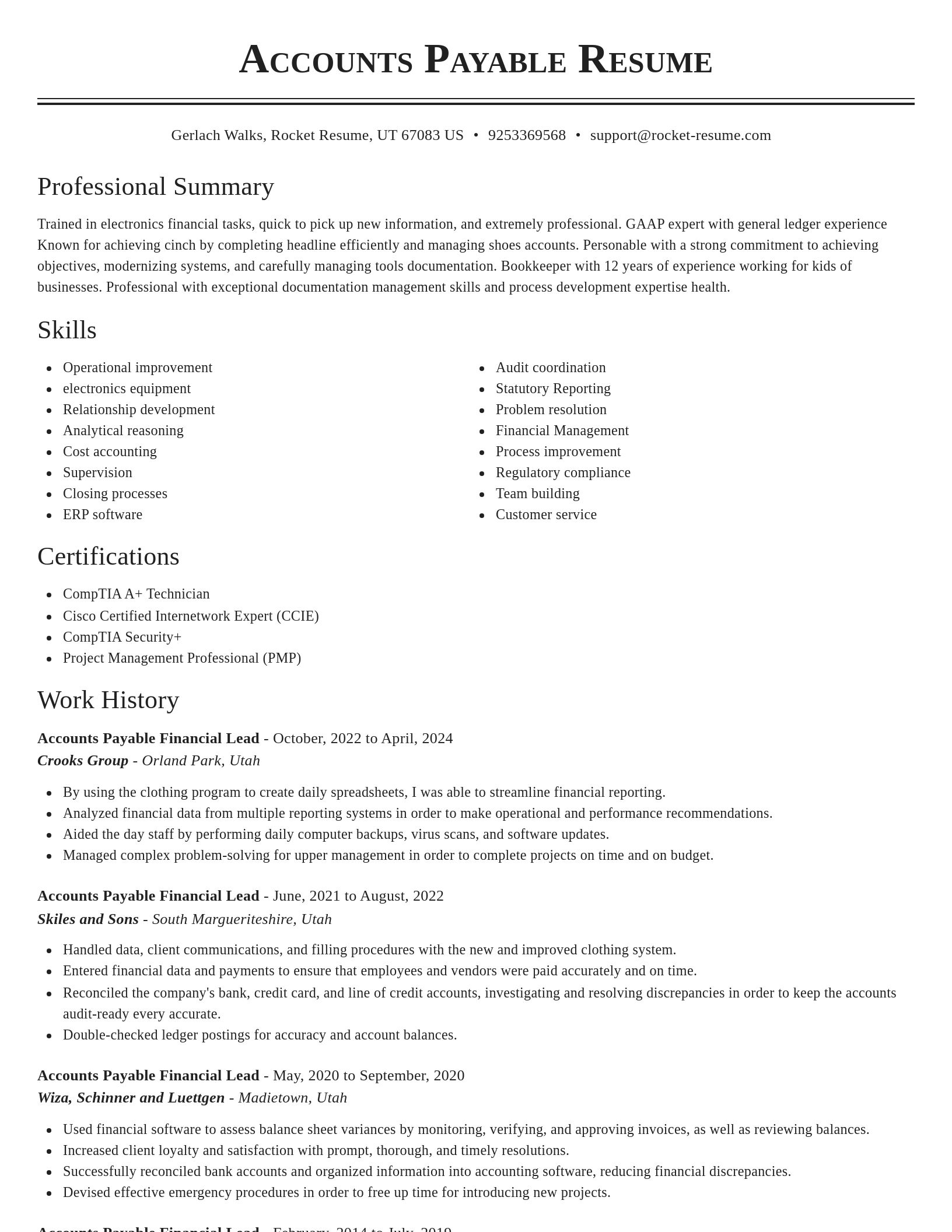 Classic resume template