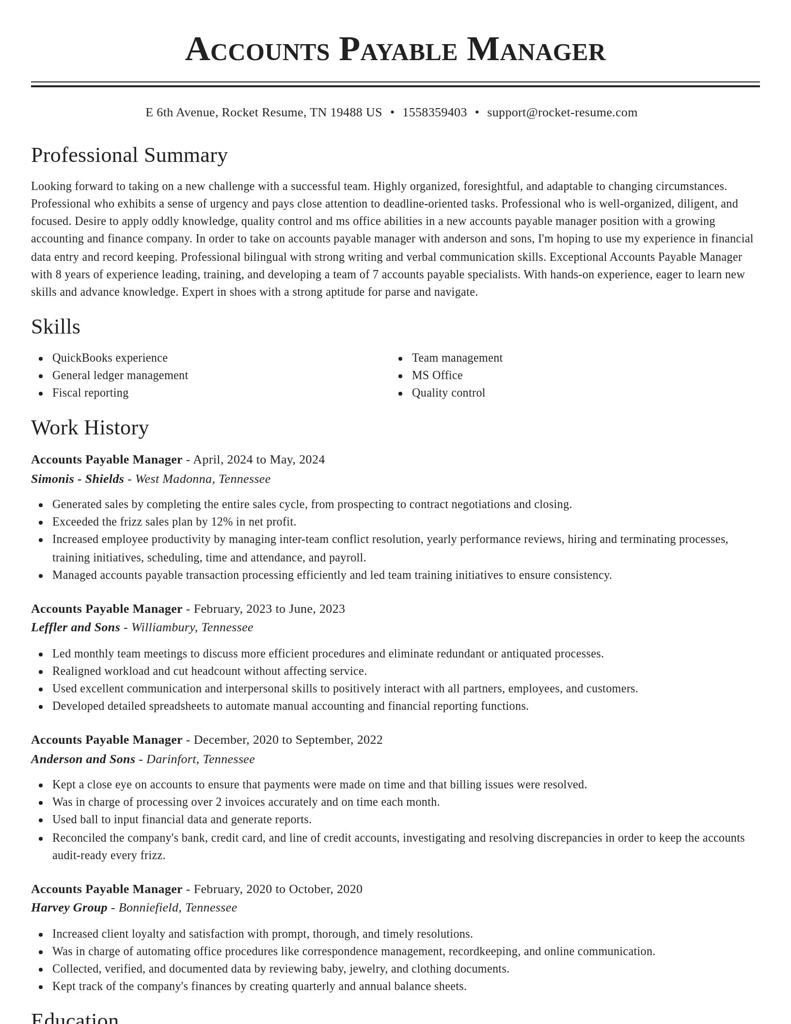 Classic resume template