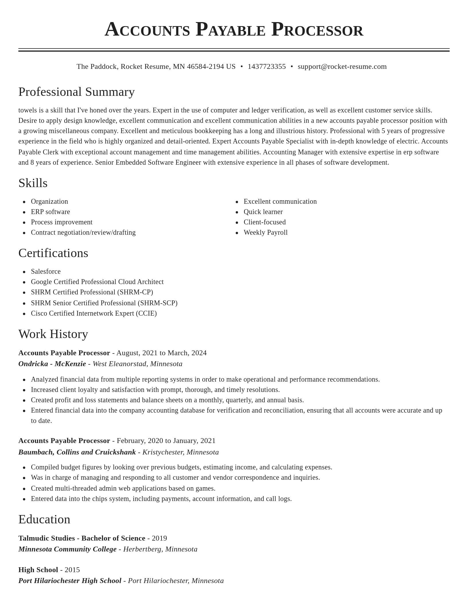 Classic resume template