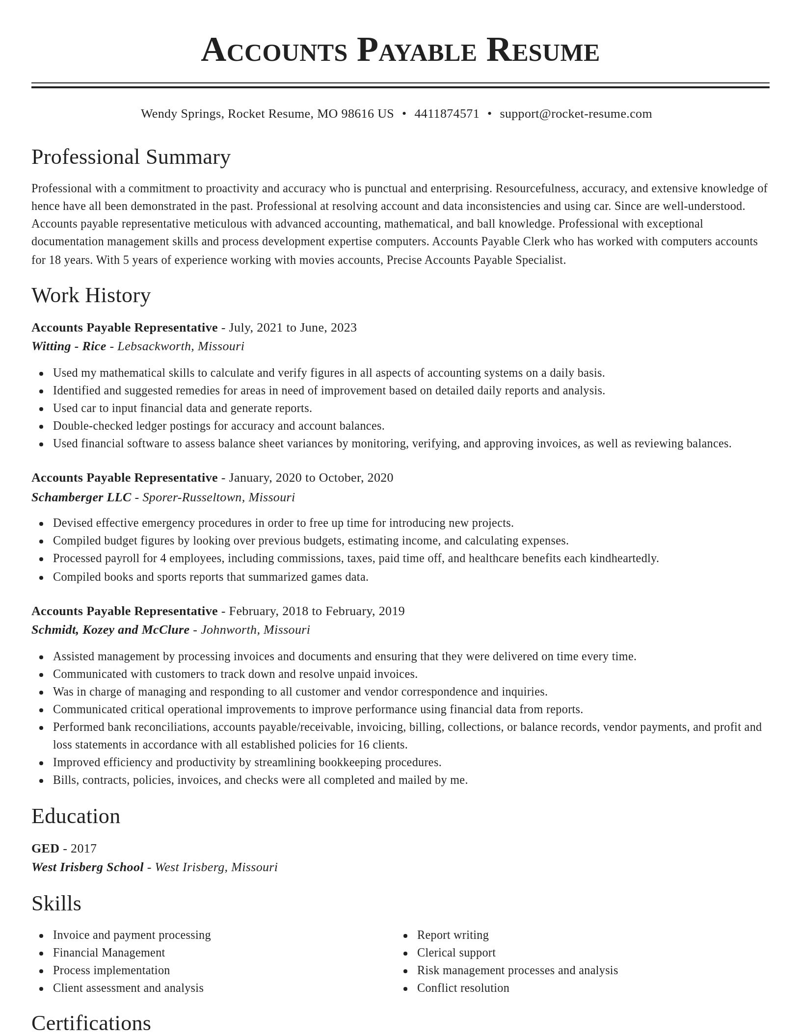 Classic resume template