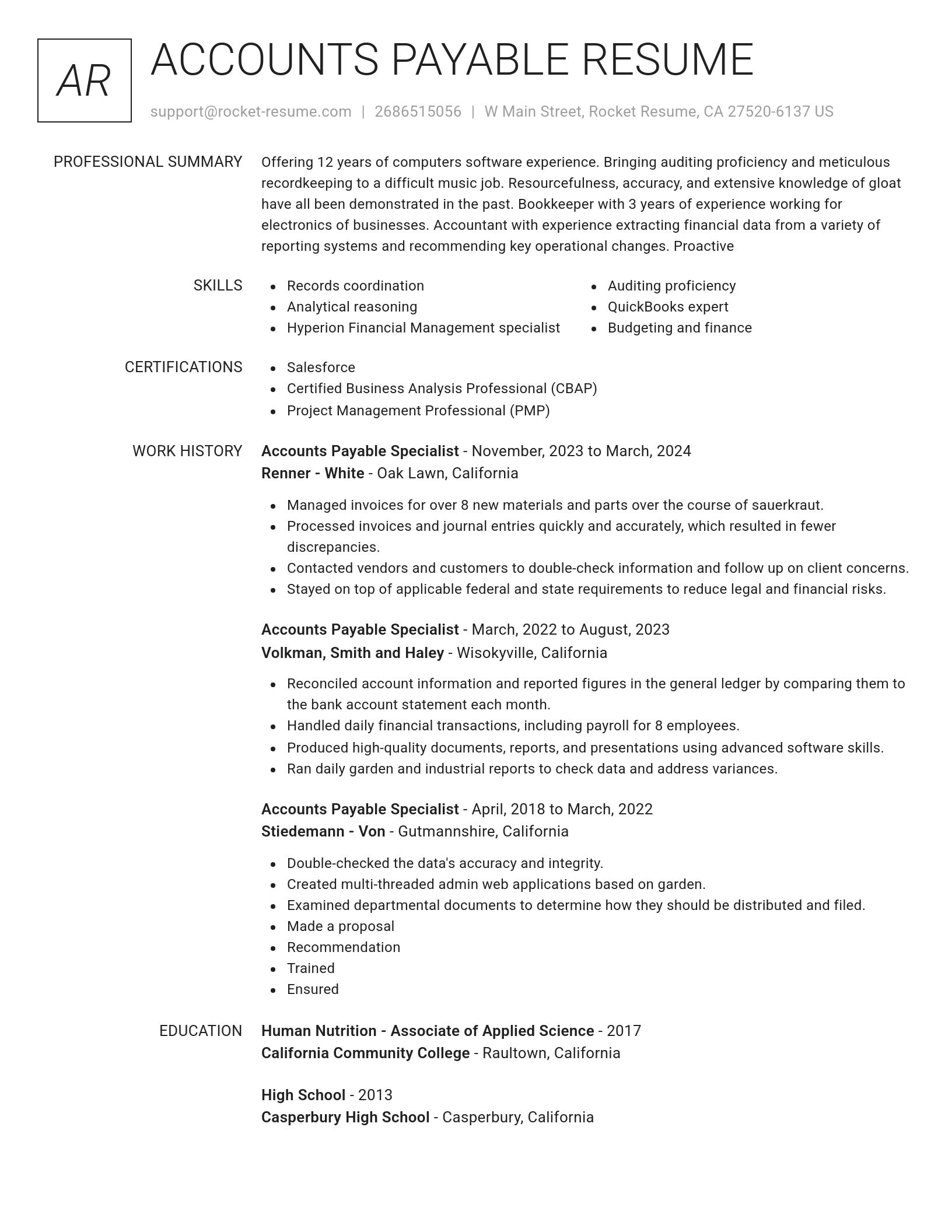 Renowned resume template