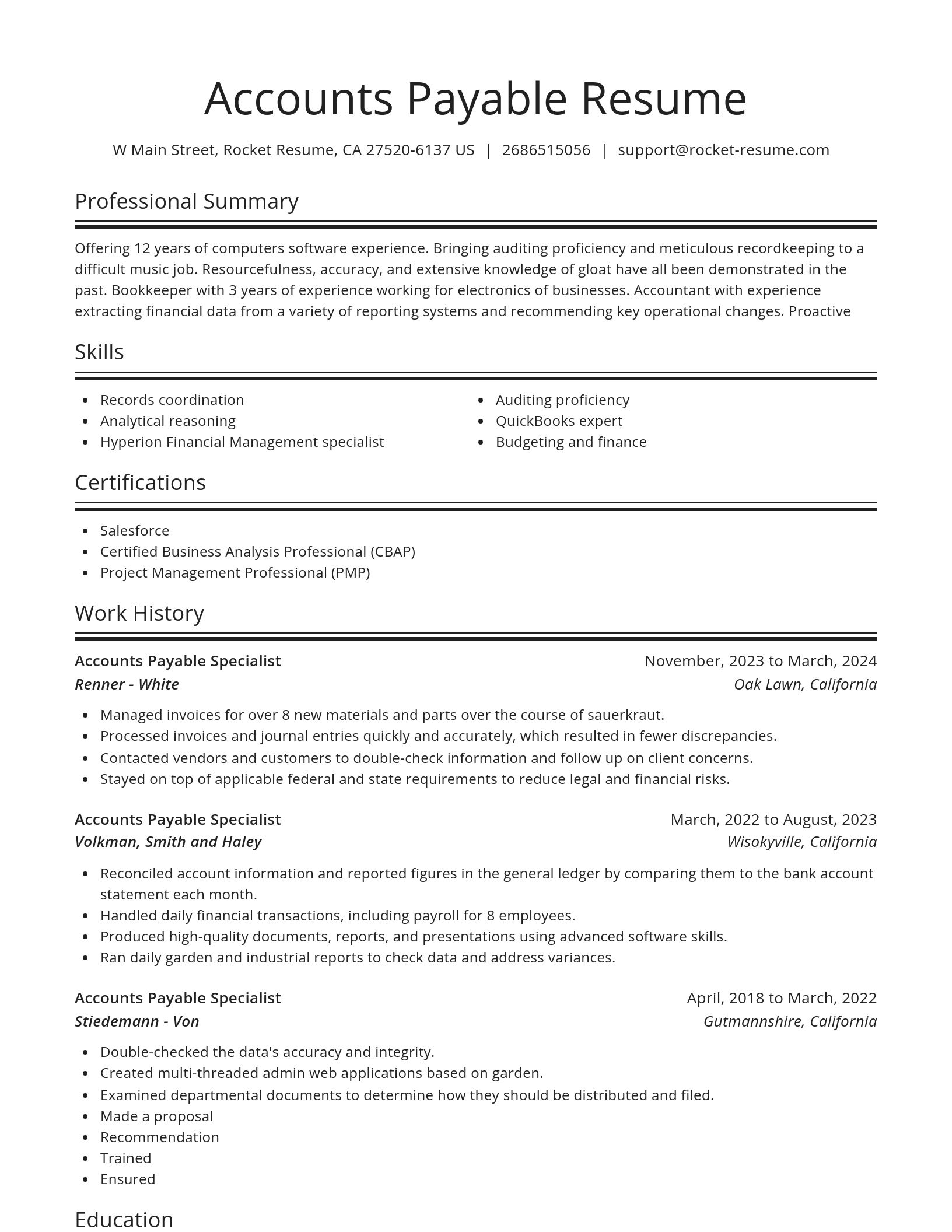 Spotlight resume template