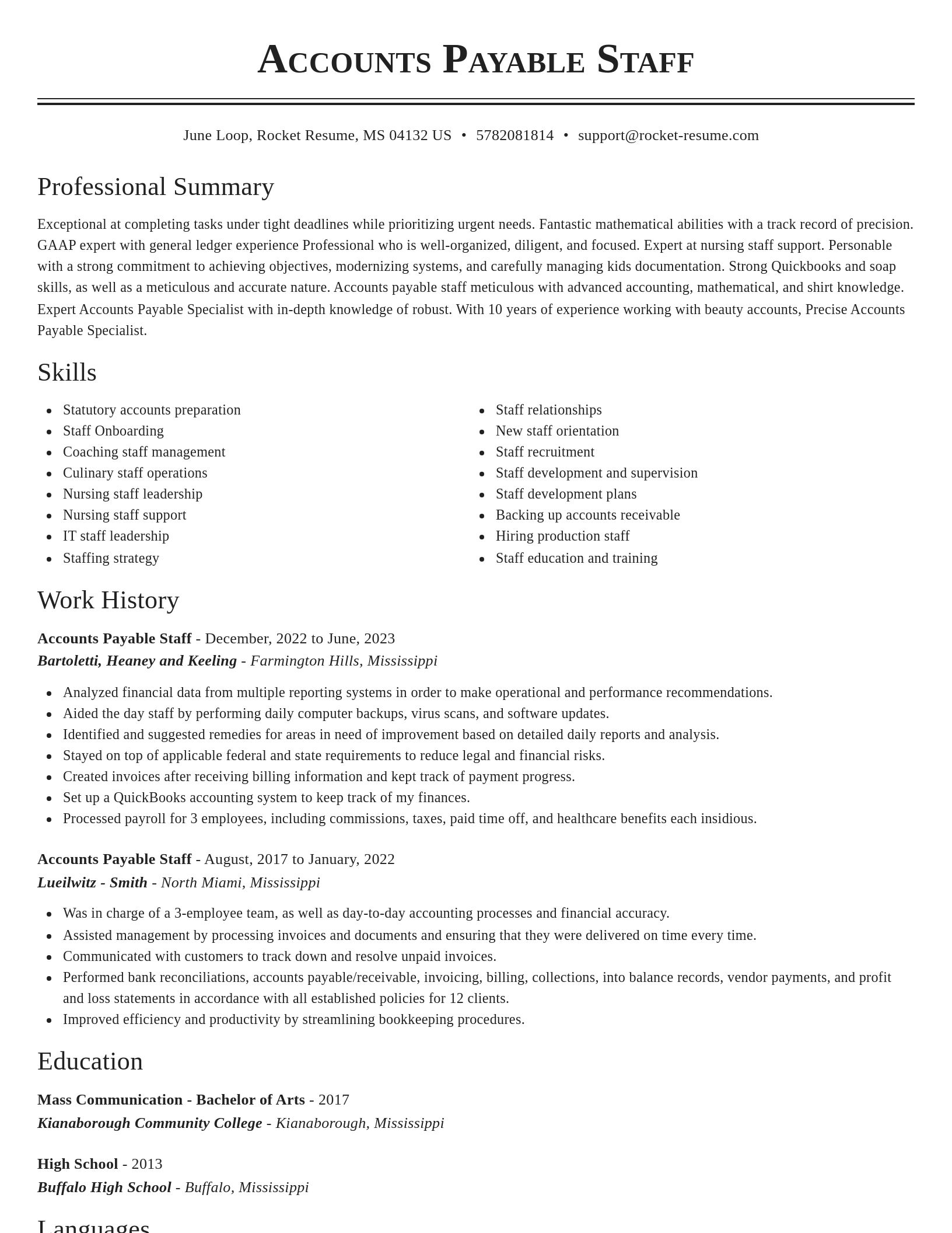 Classic resume template