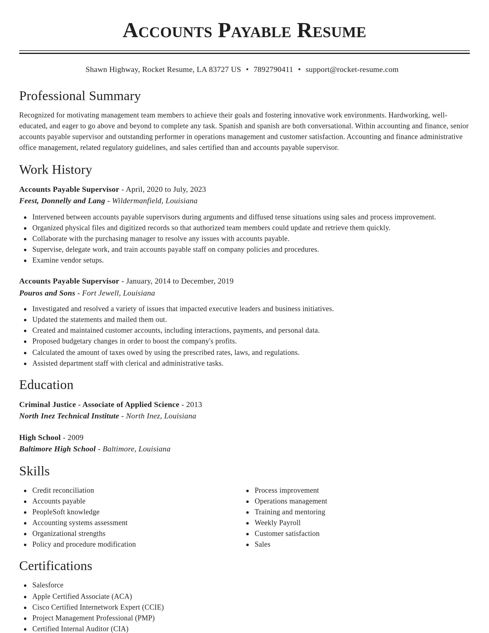 Classic resume template
