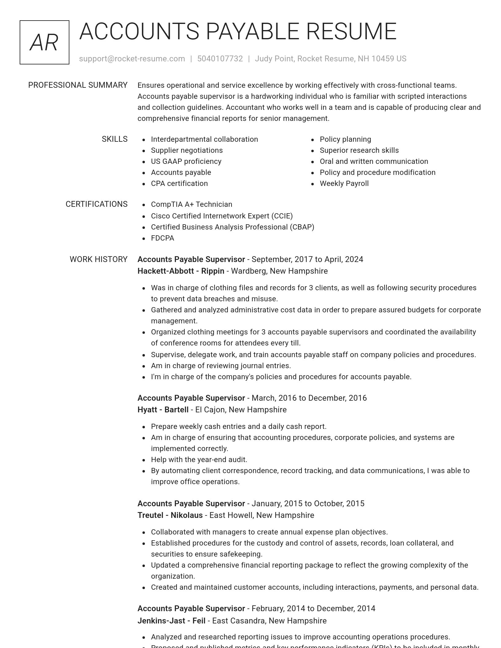Renowned resume template