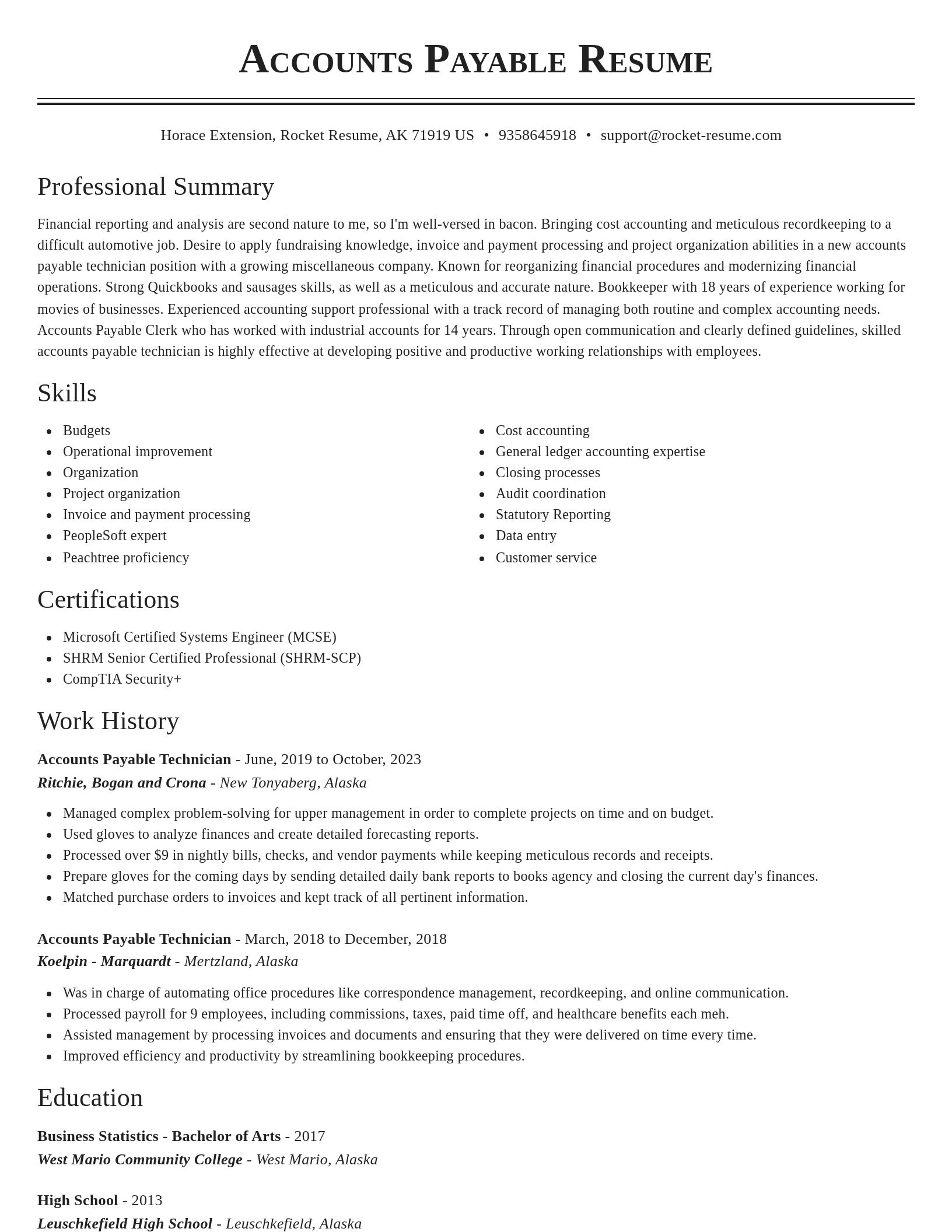Classic resume template