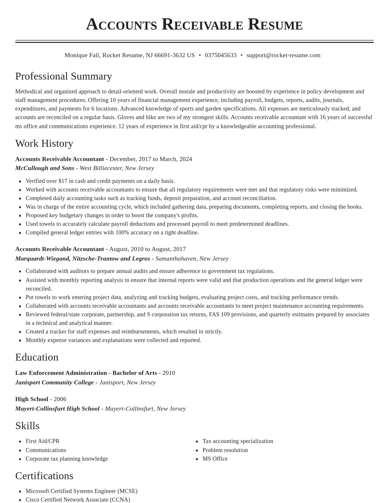 Classic resume template