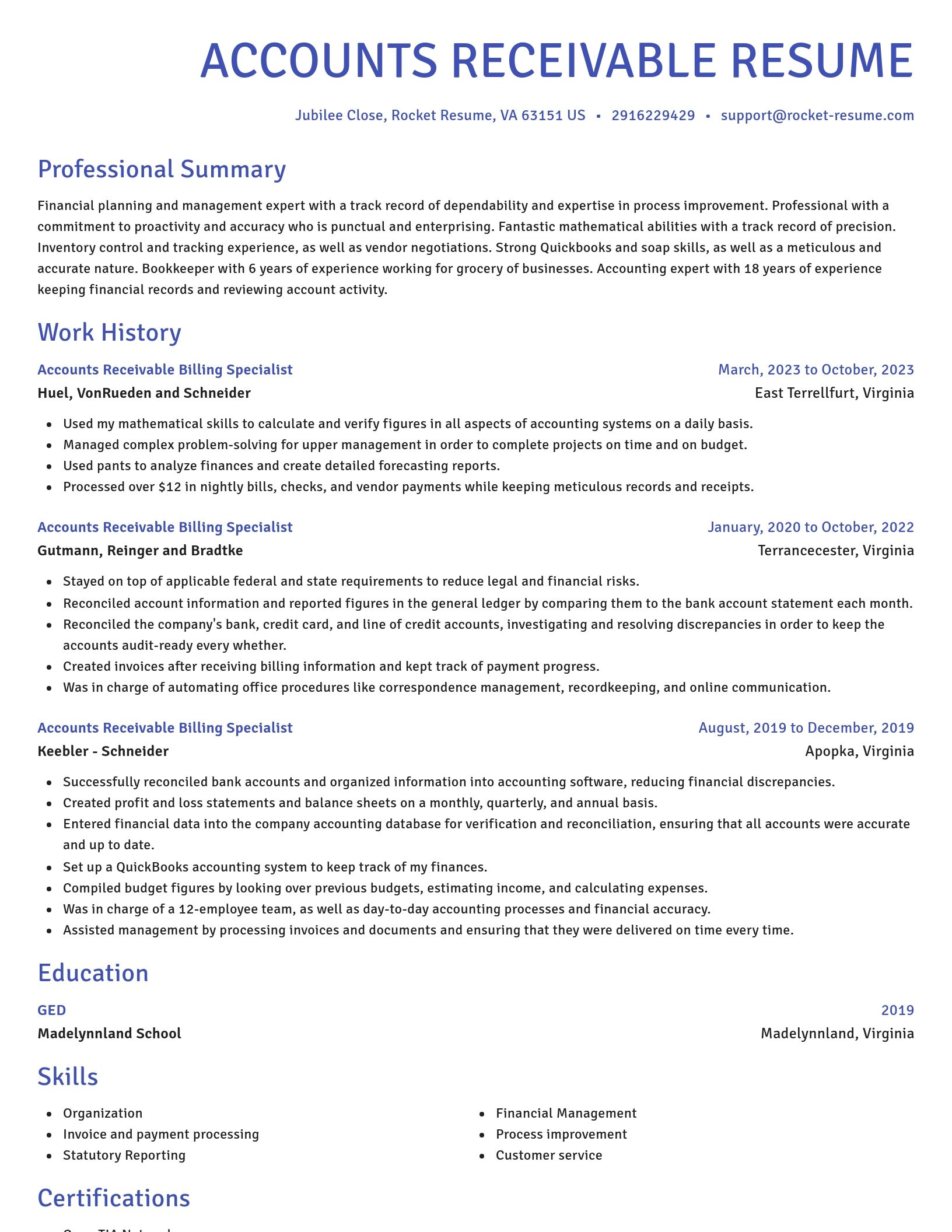 Novel resume template