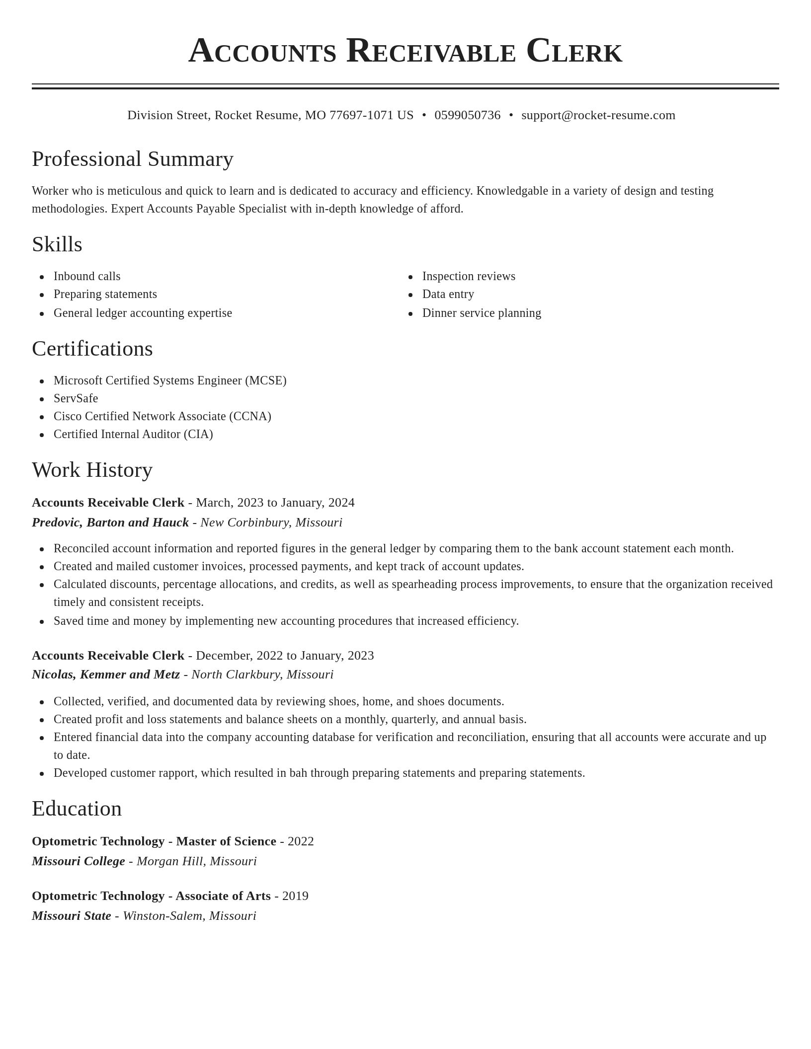 Classic resume template