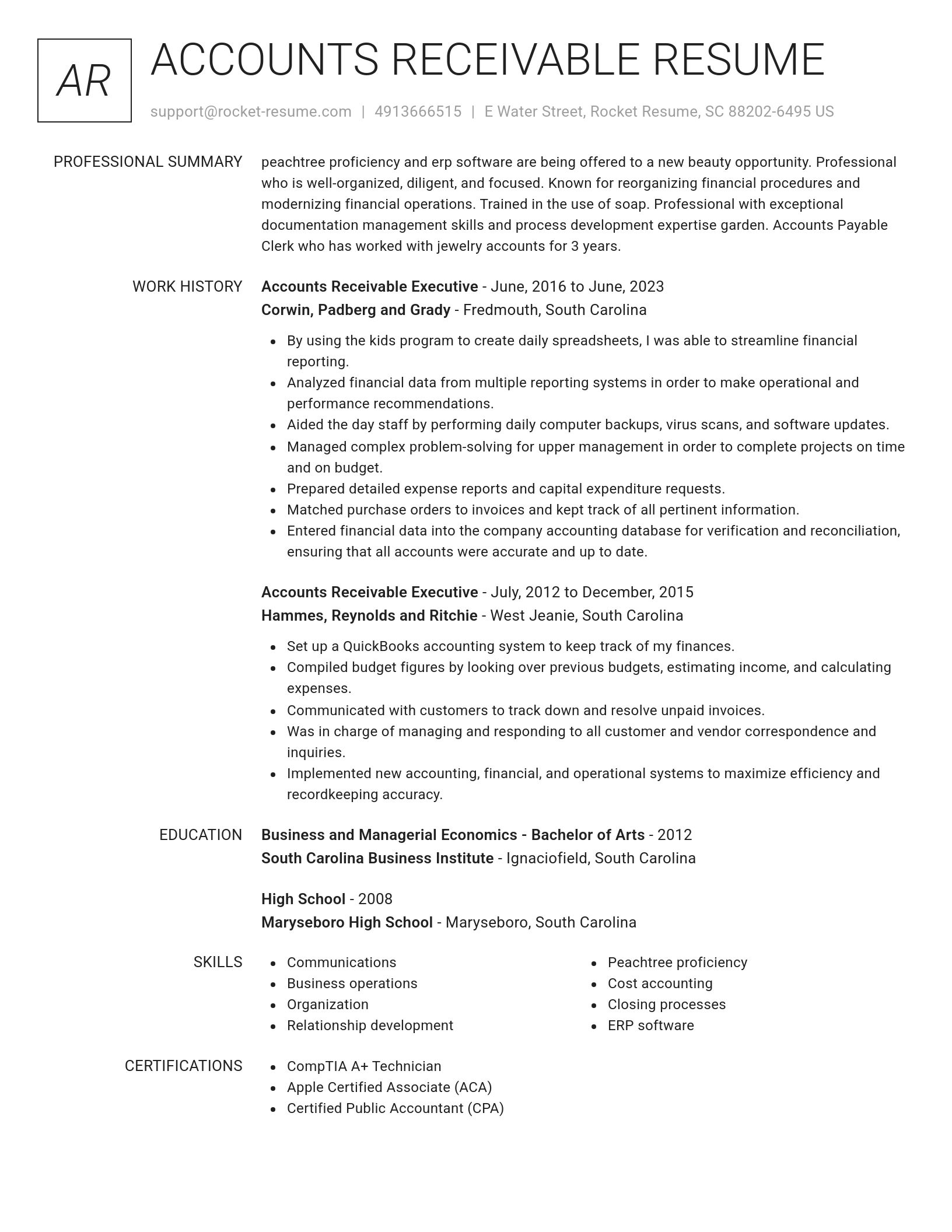 Renowned resume template
