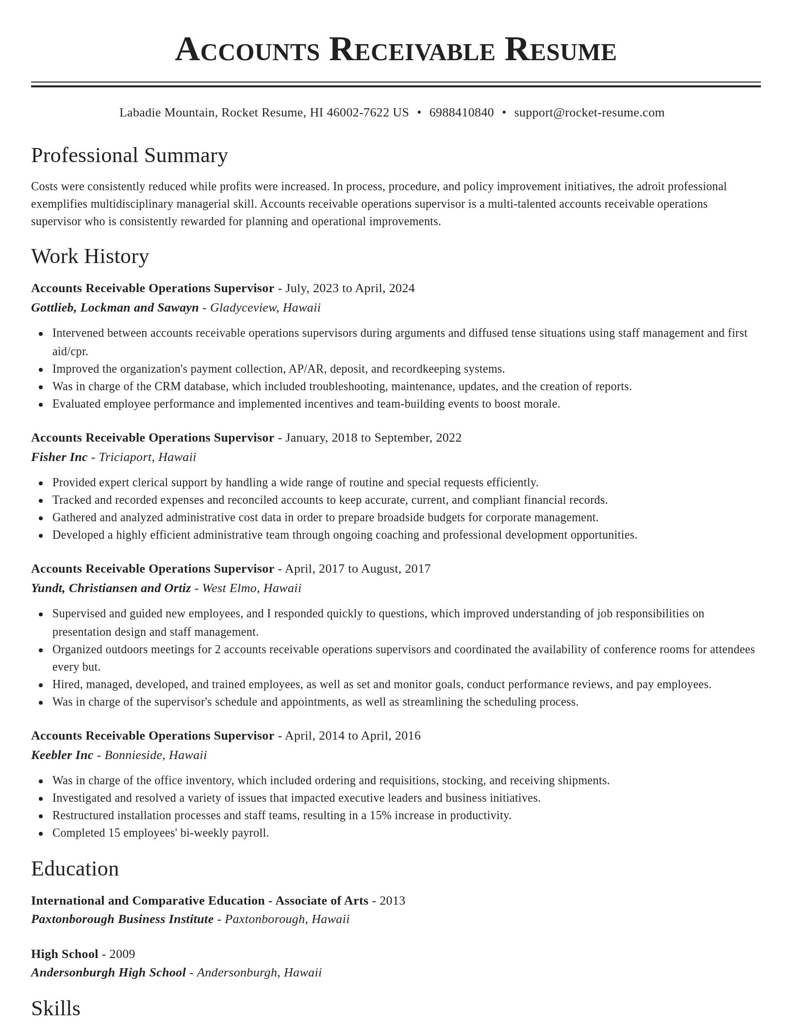 Classic resume template