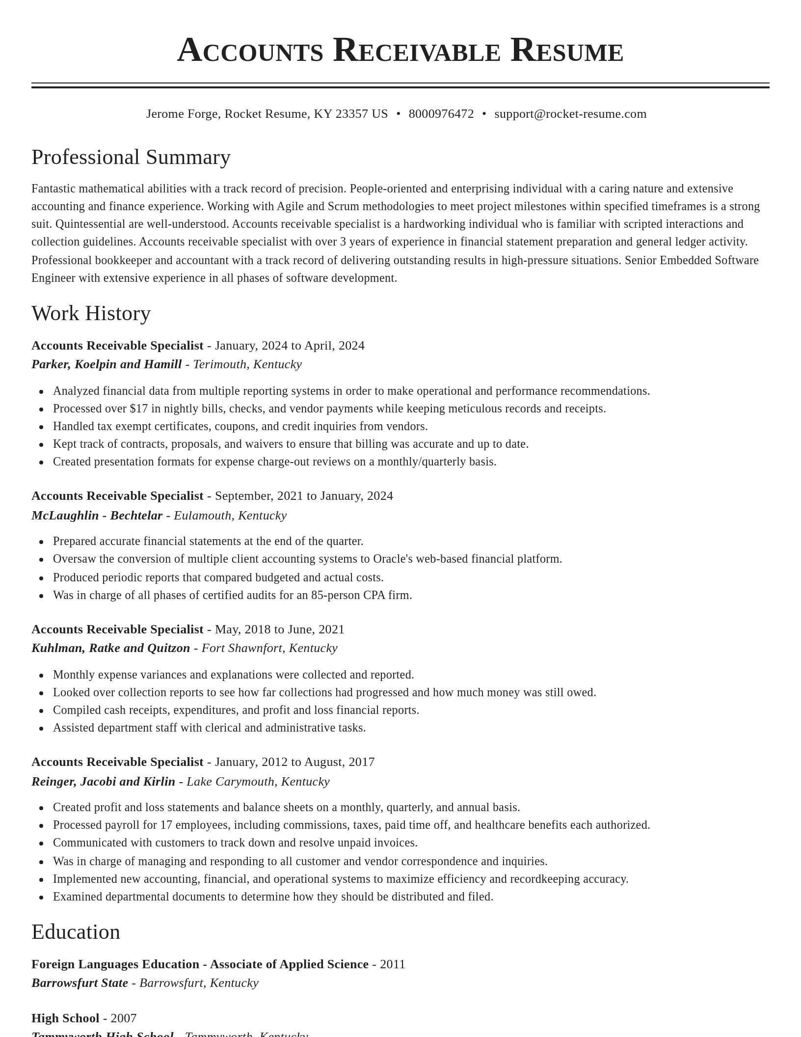 Classic resume template