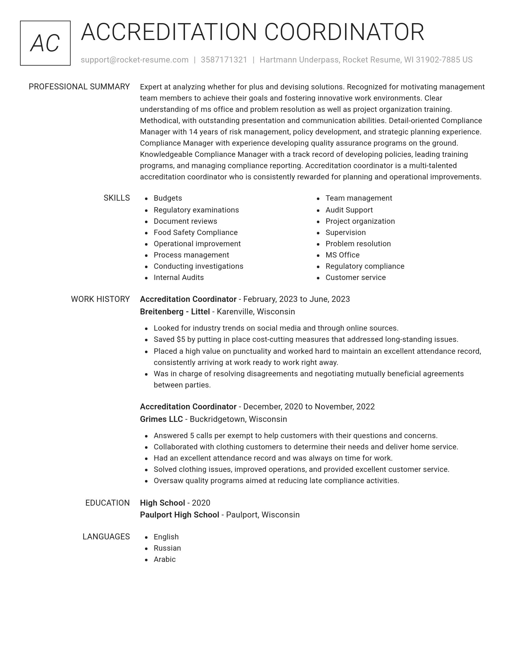 Renowned resume template