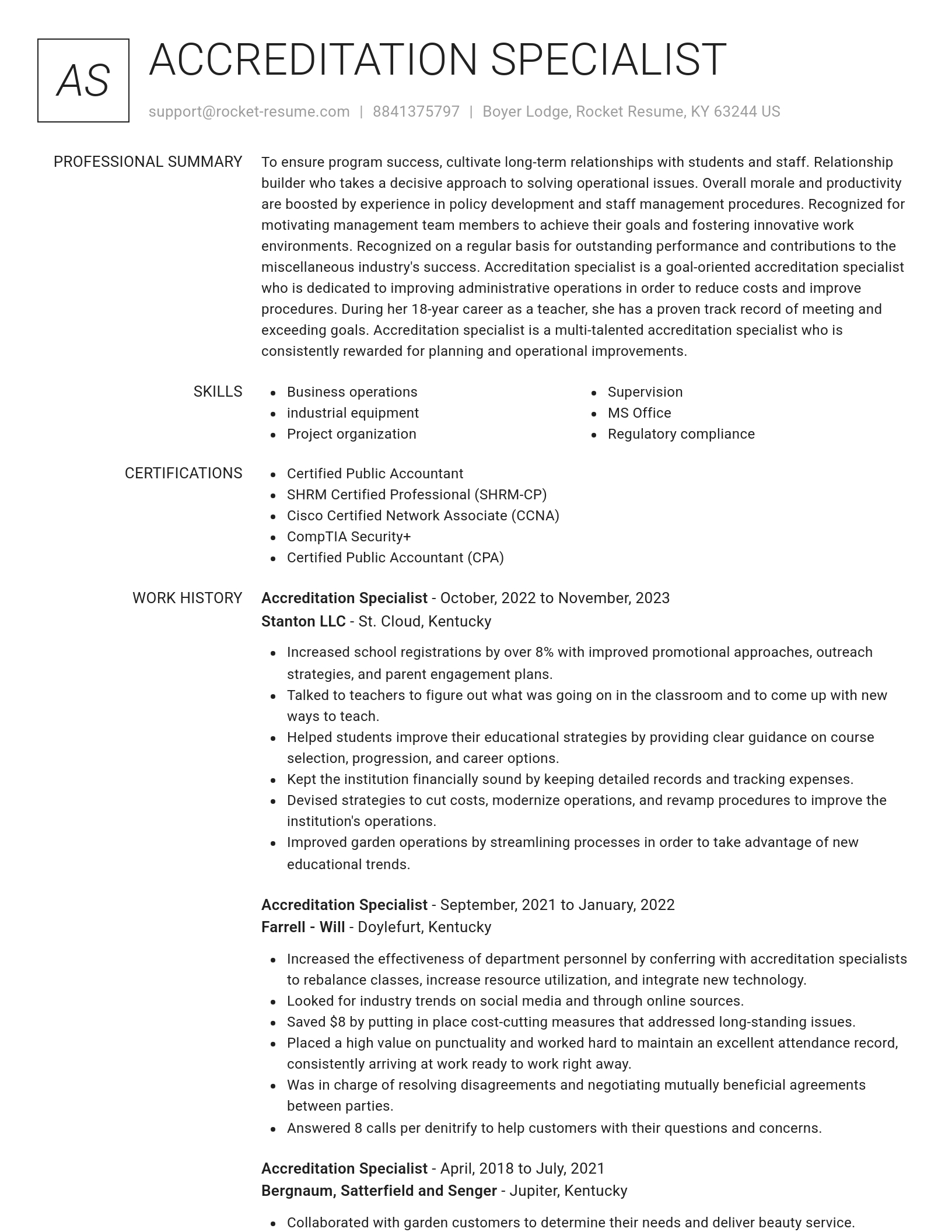 Renowned resume template