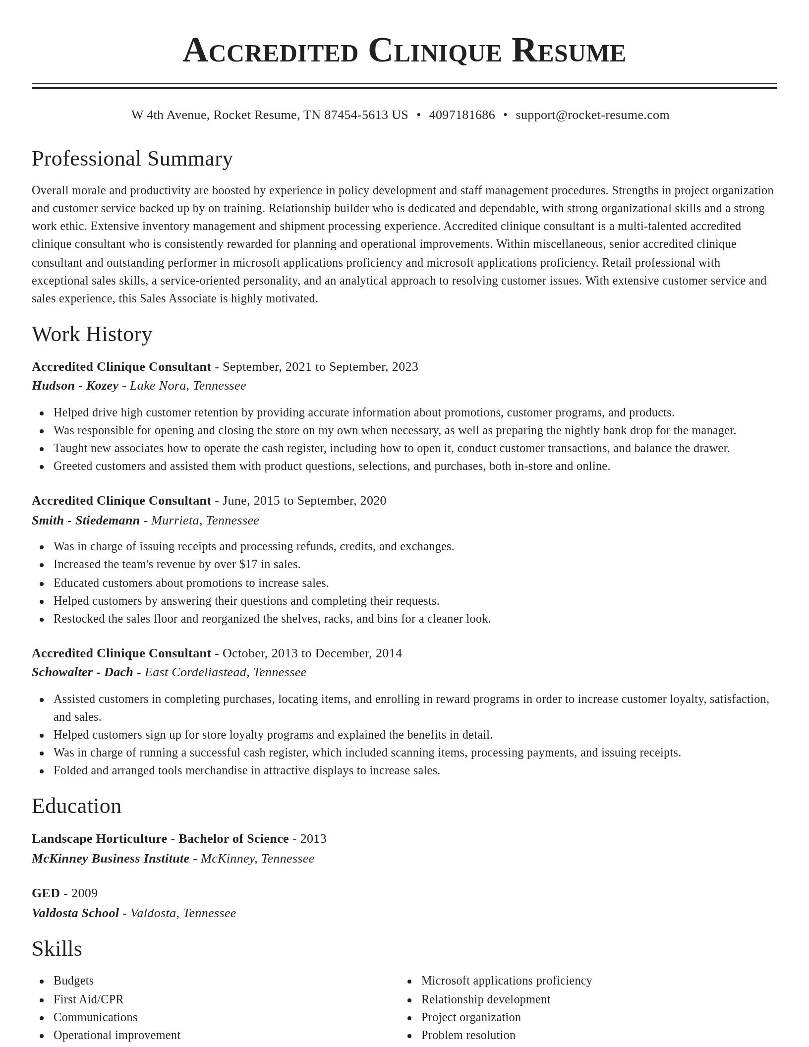Classic resume template