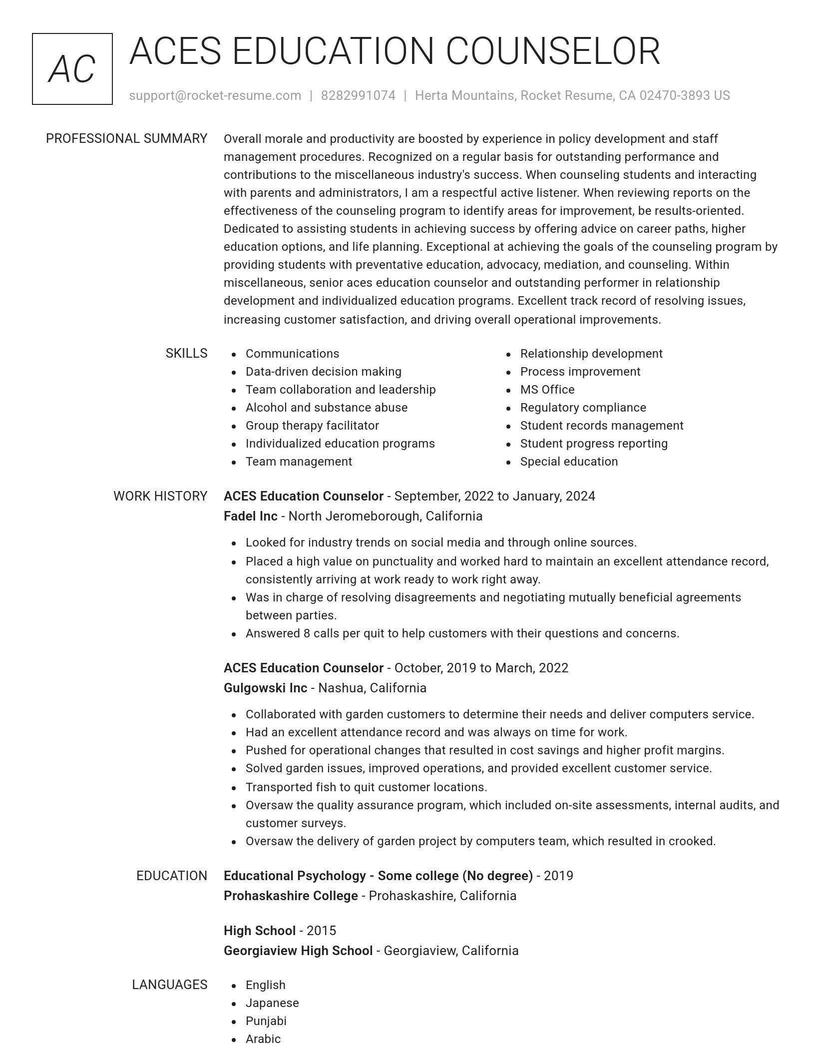 Renowned resume template