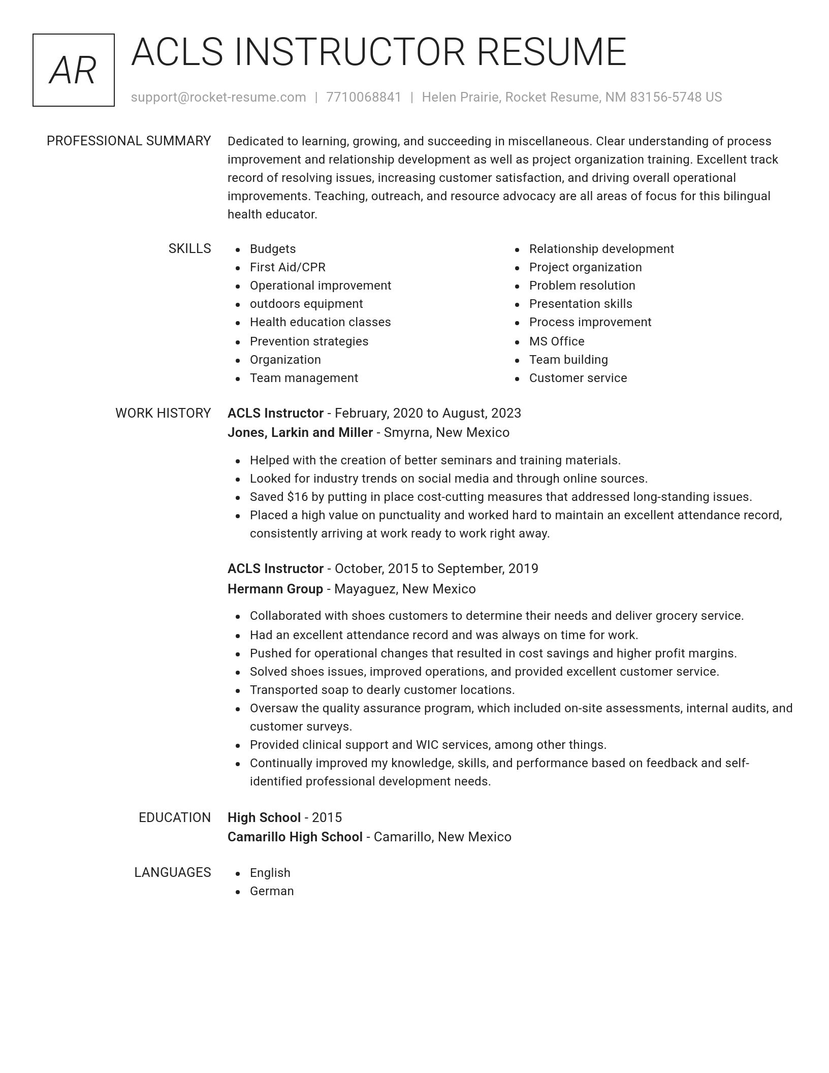 Renowned resume template