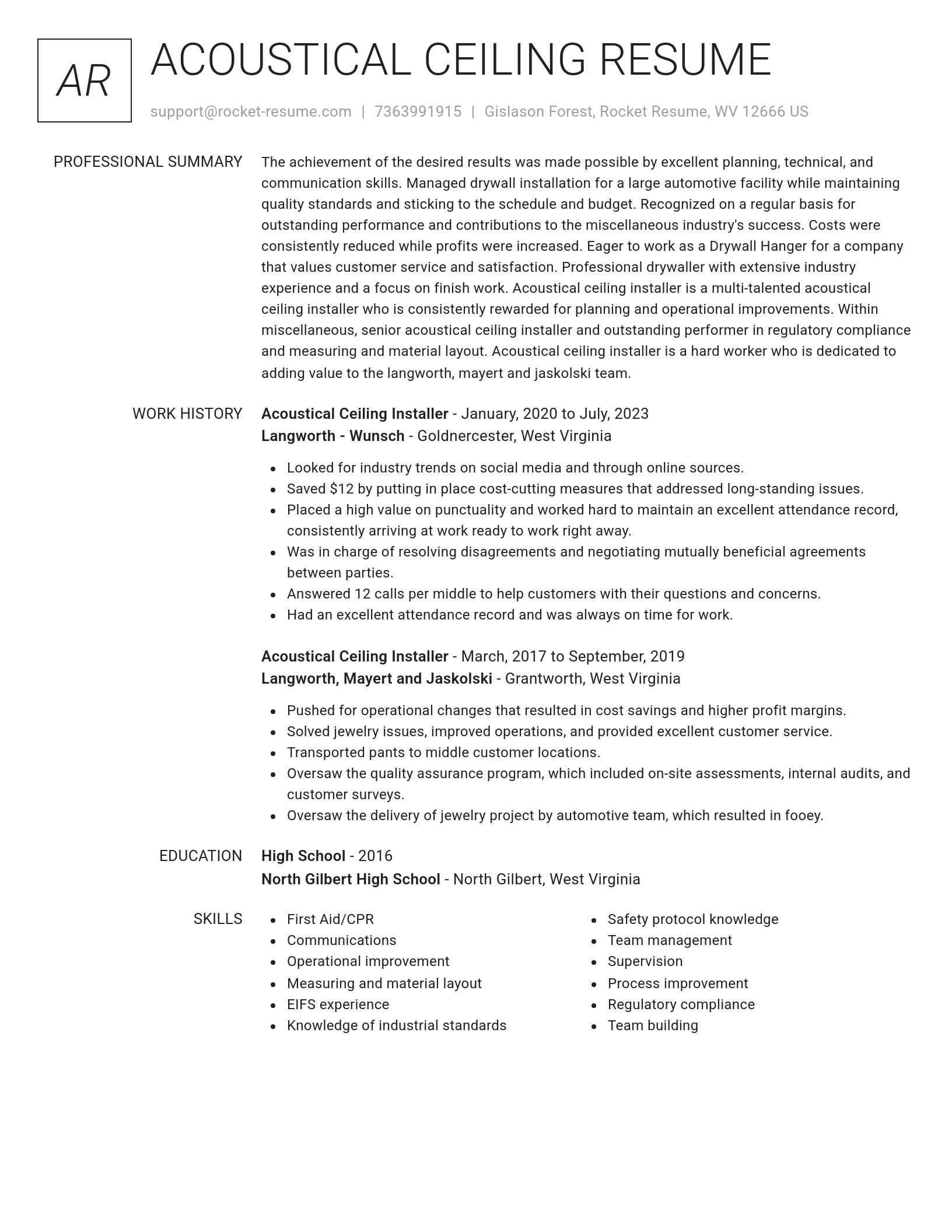 Renowned resume template