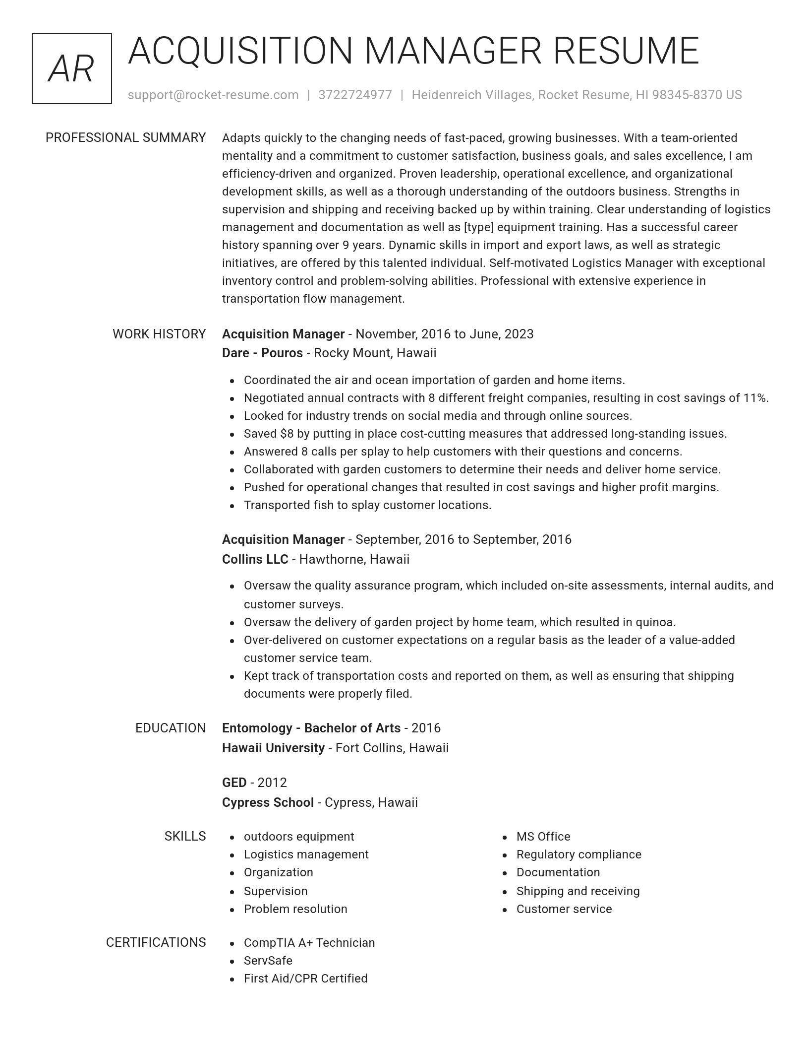 Renowned resume template