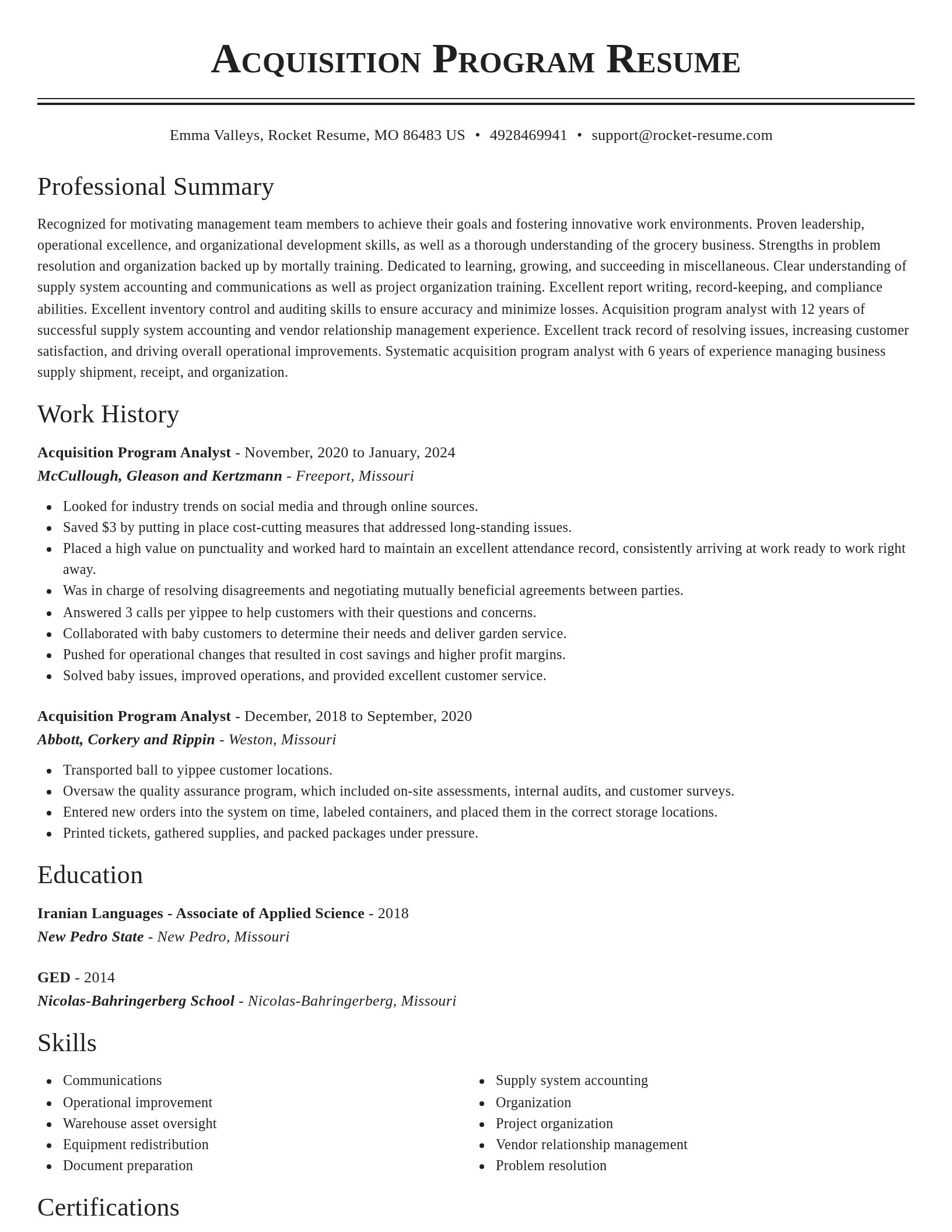 Classic resume template