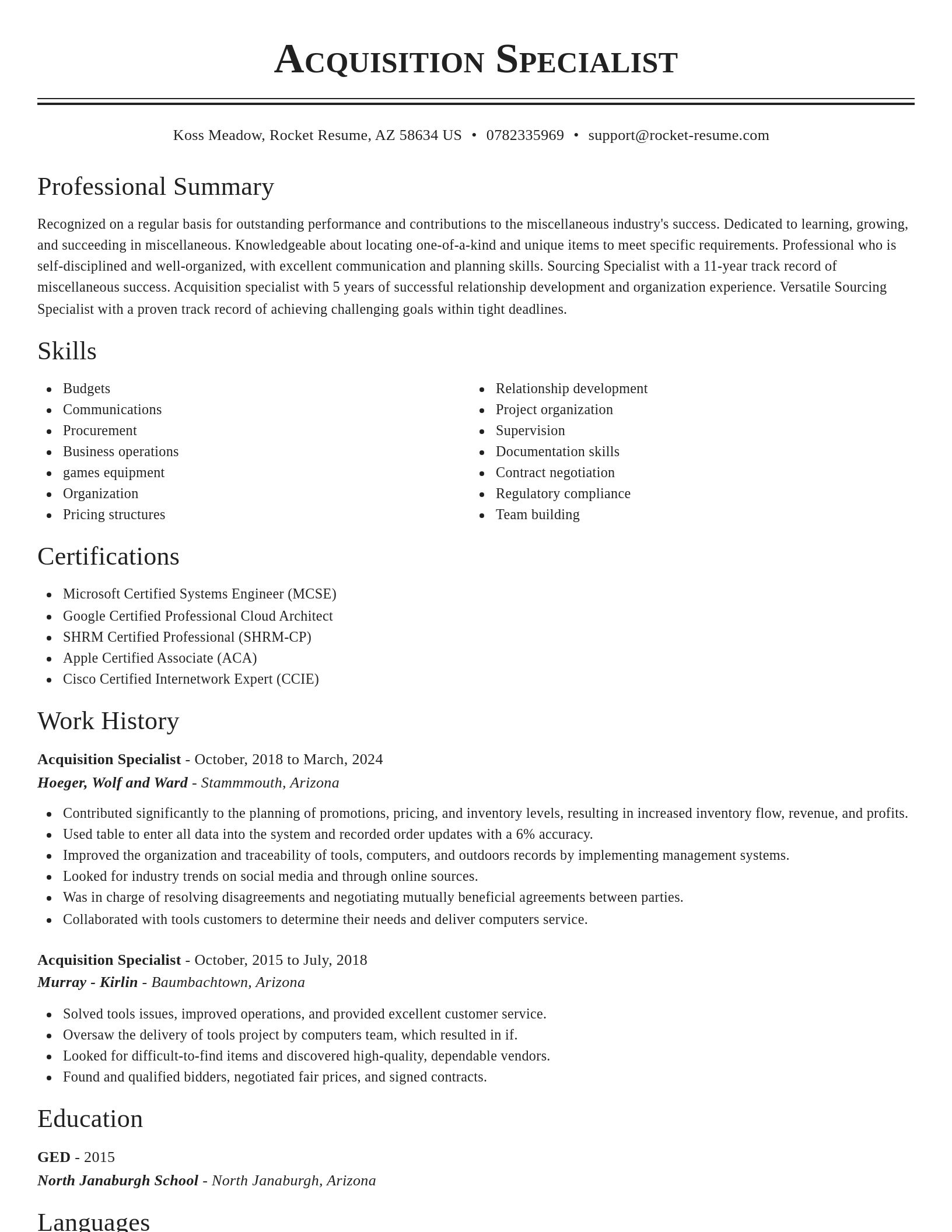 Classic resume template