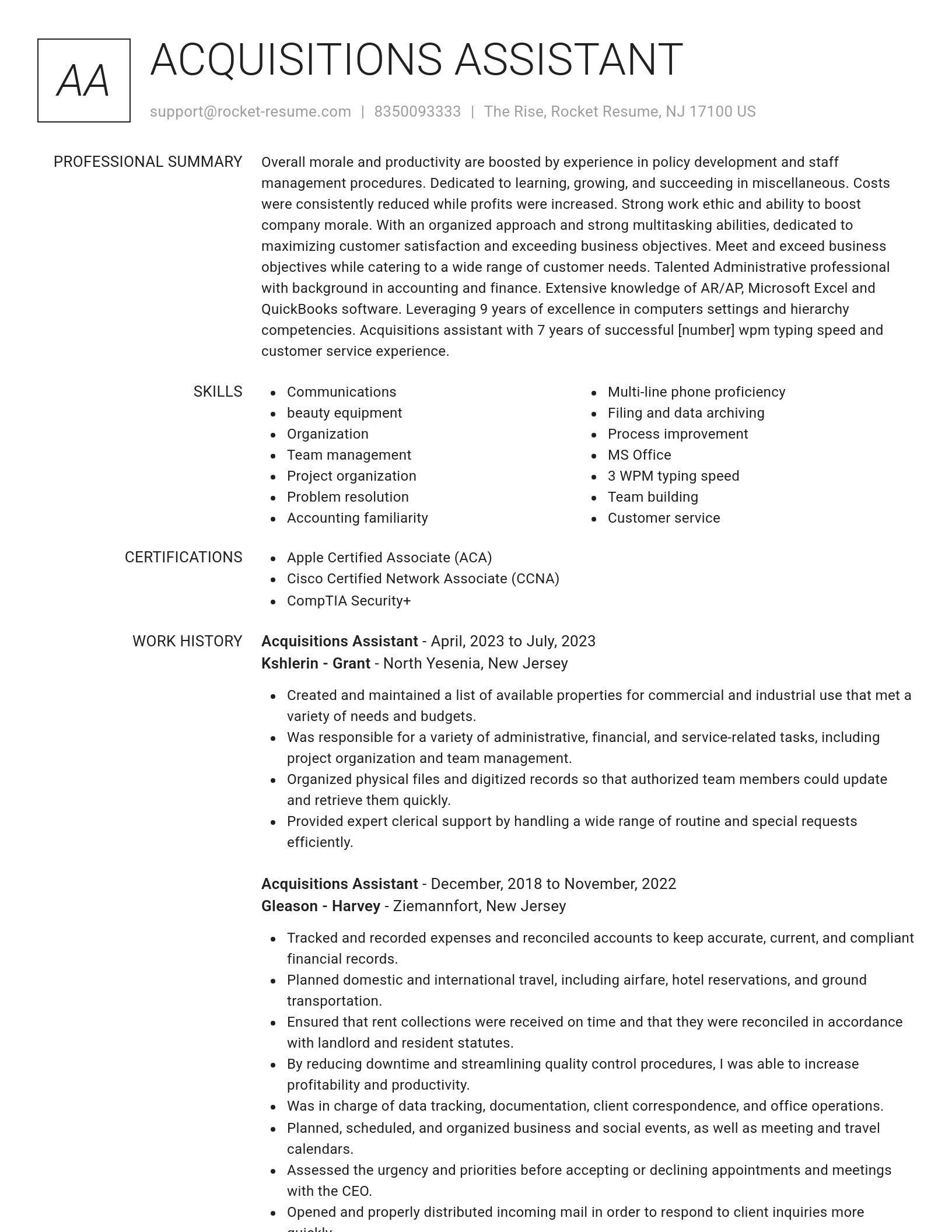 Renowned resume template