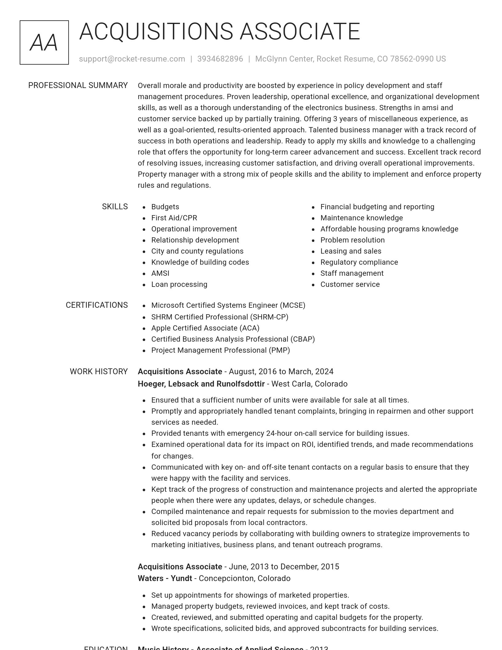 Renowned resume template