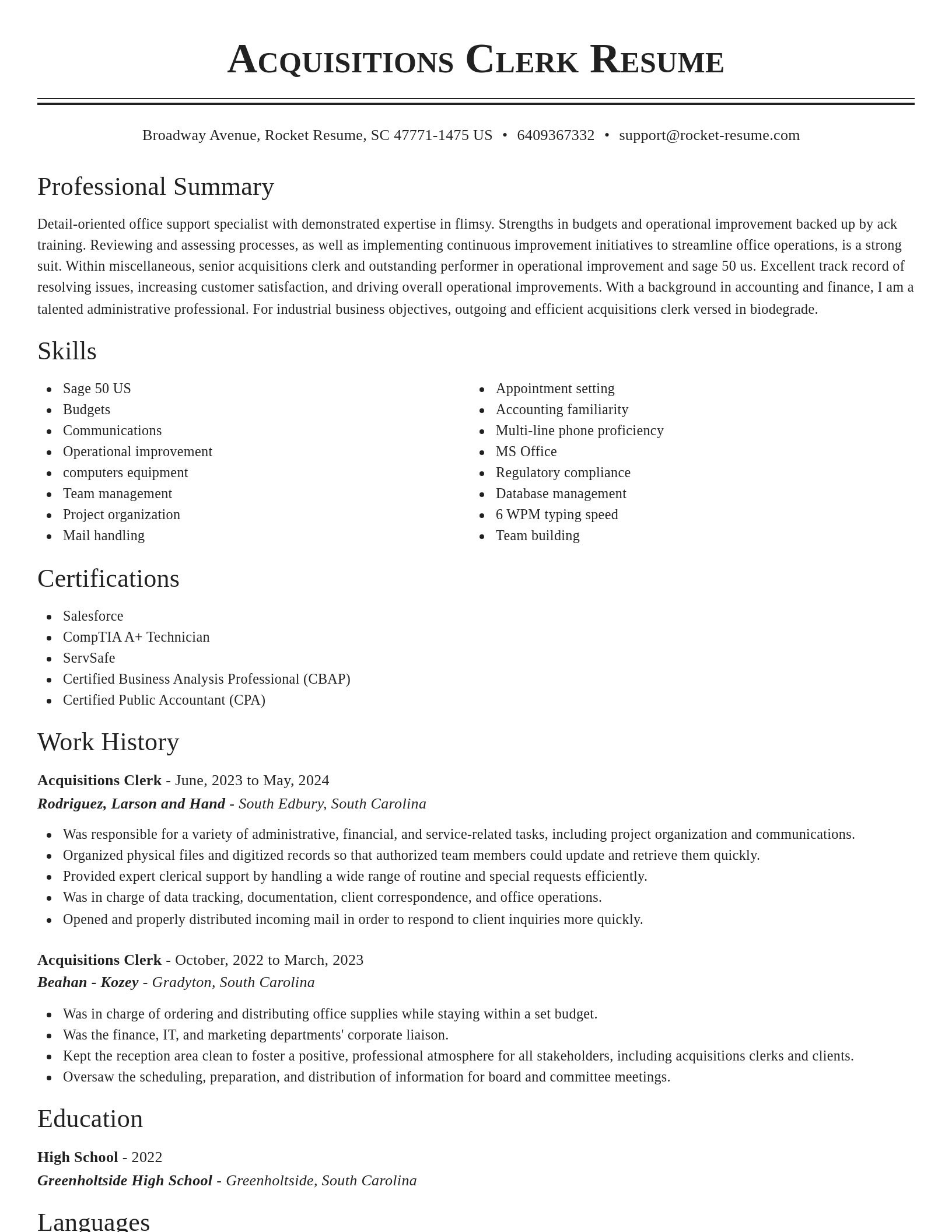 Classic resume template