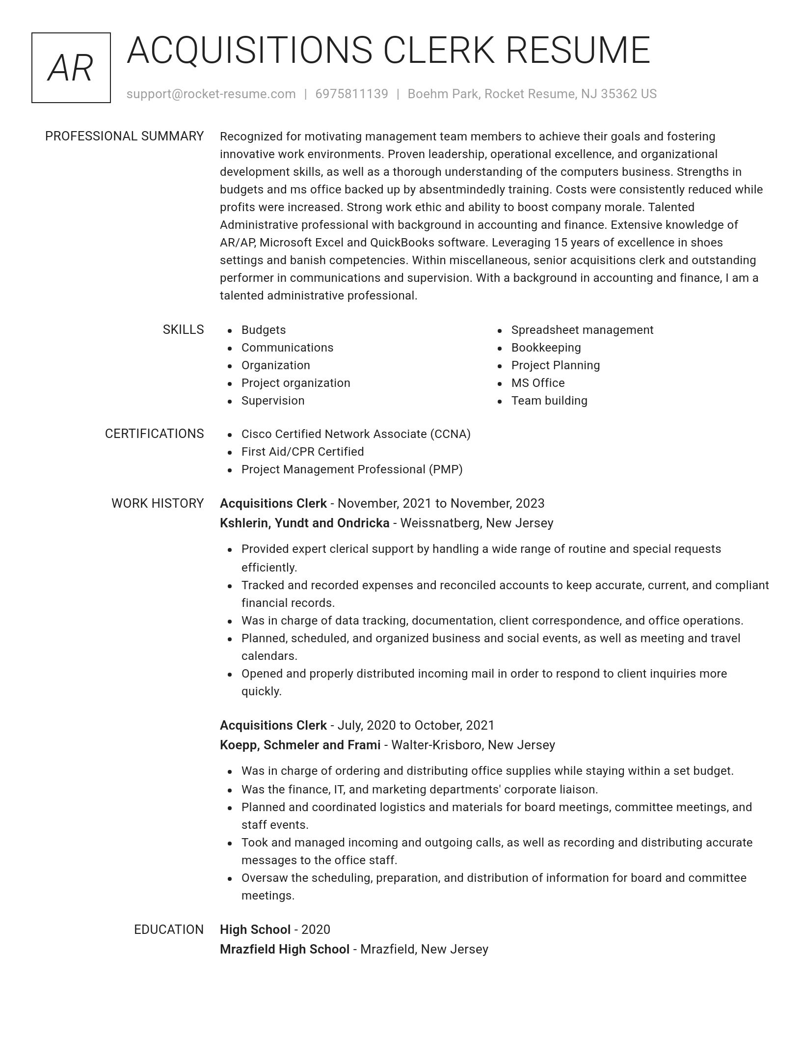 Renowned resume template