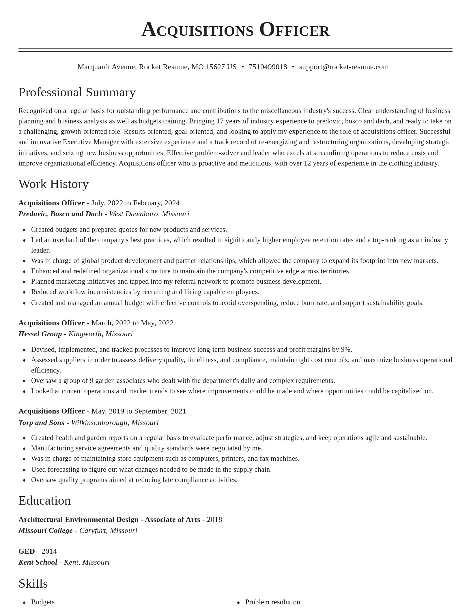 Classic resume template