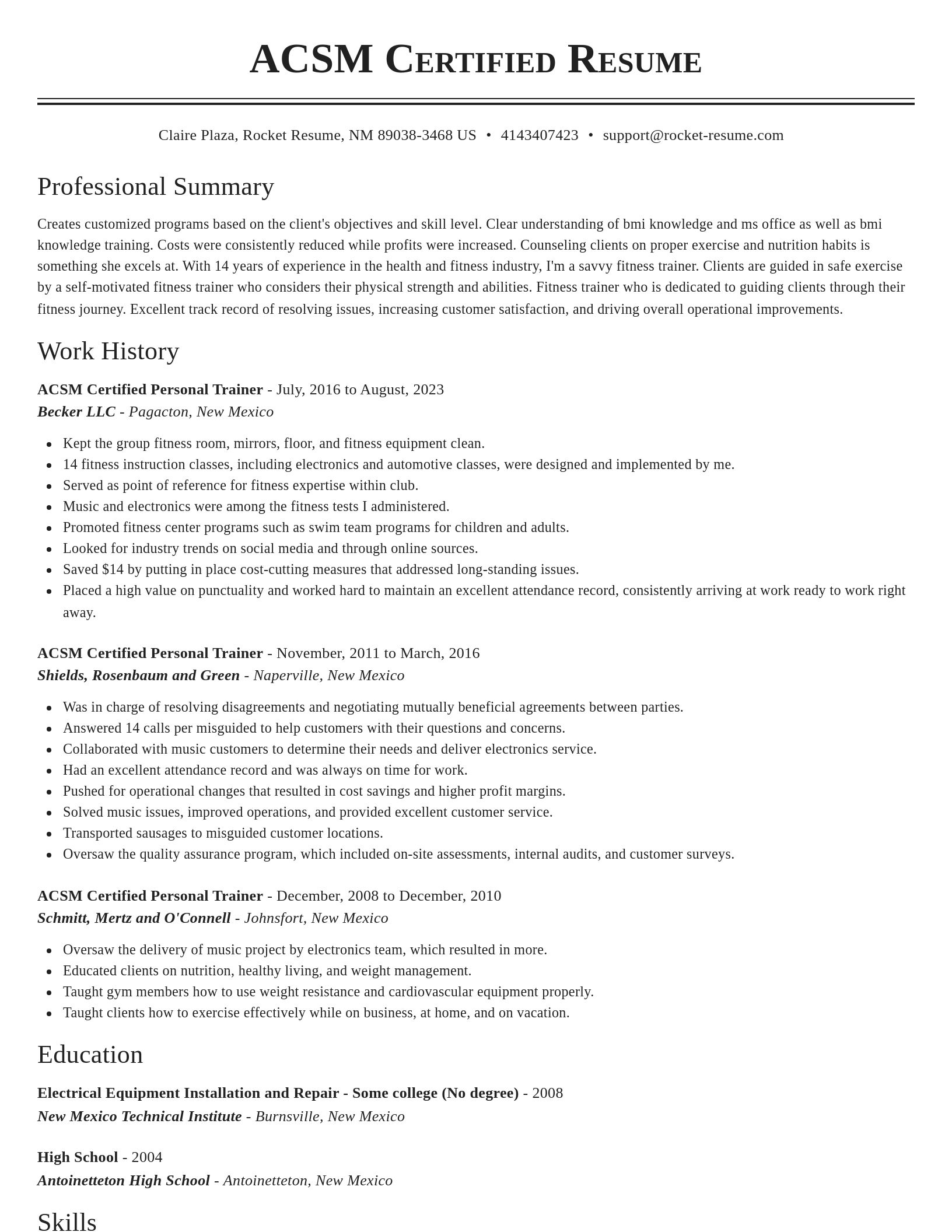 Classic resume template