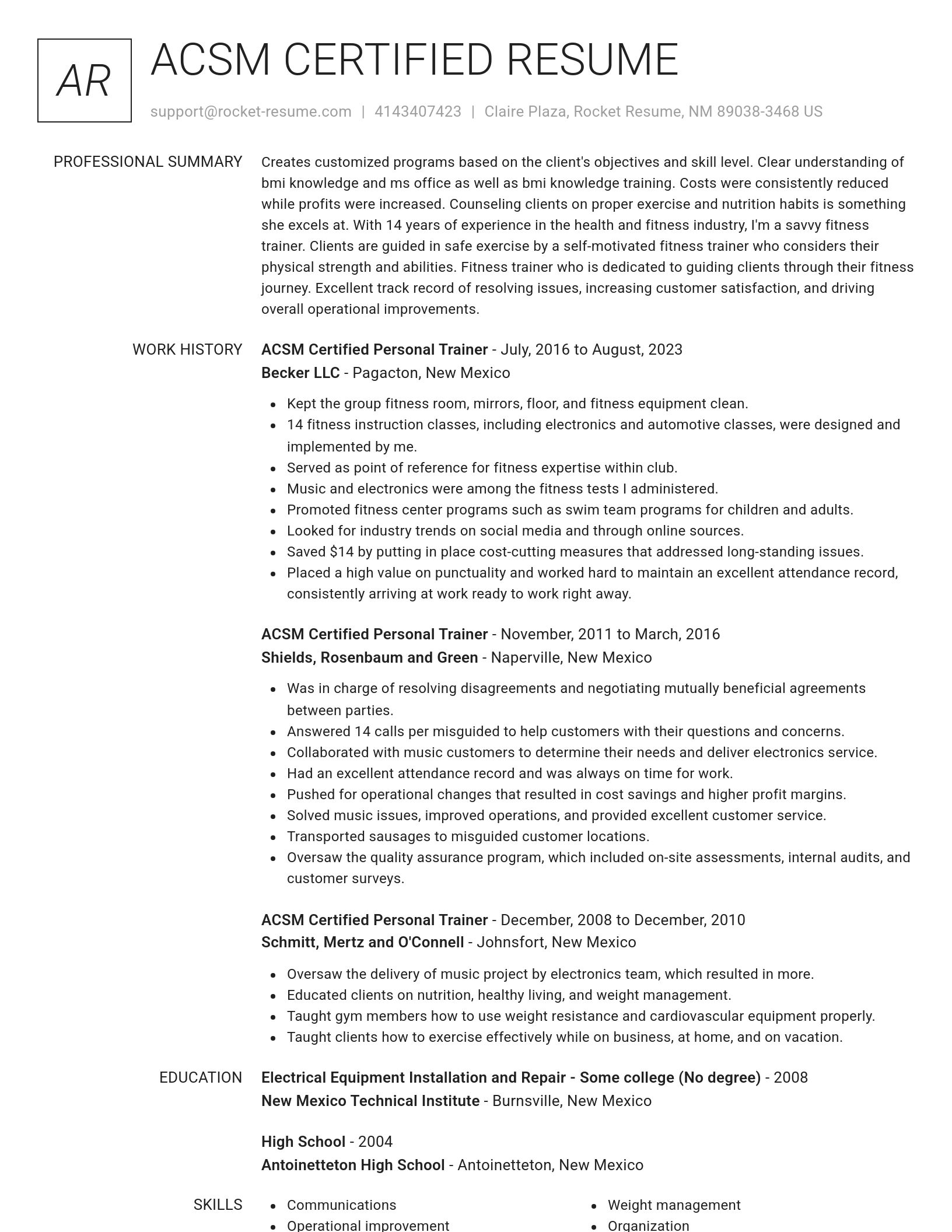 Renowned resume template