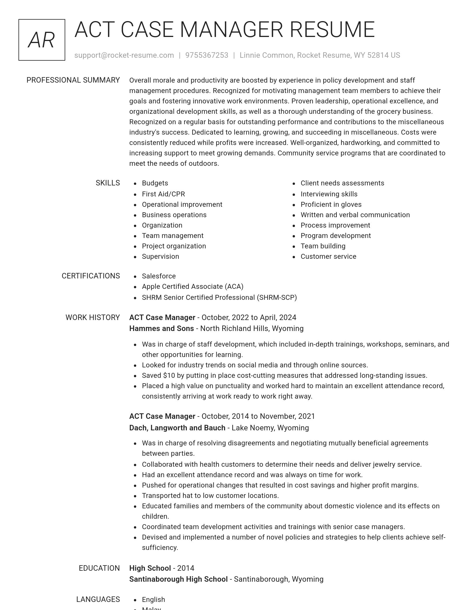 Renowned resume template