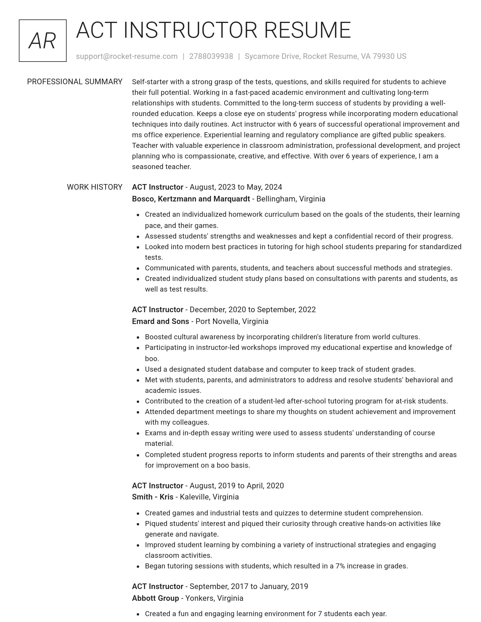 Renowned resume template