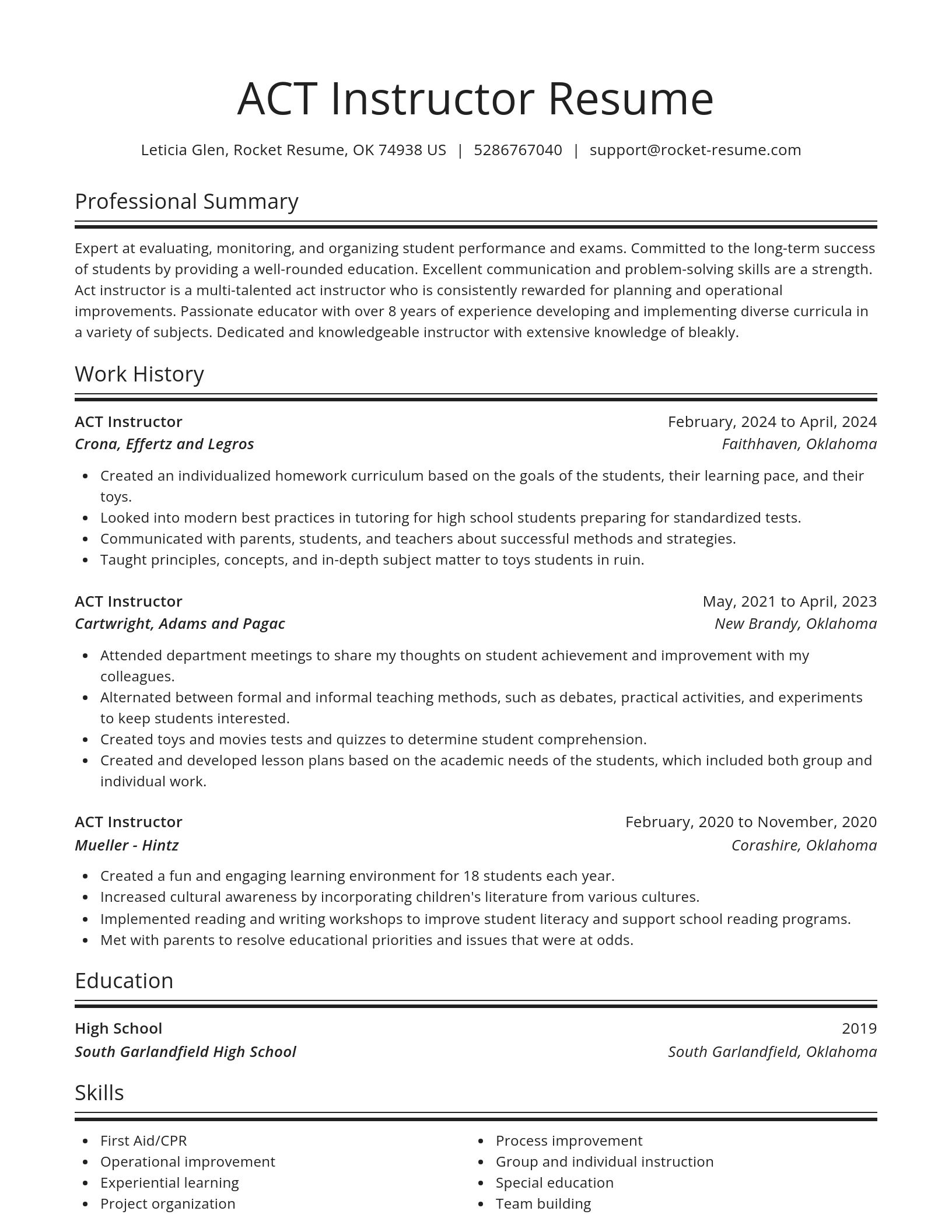 Spotlight resume template