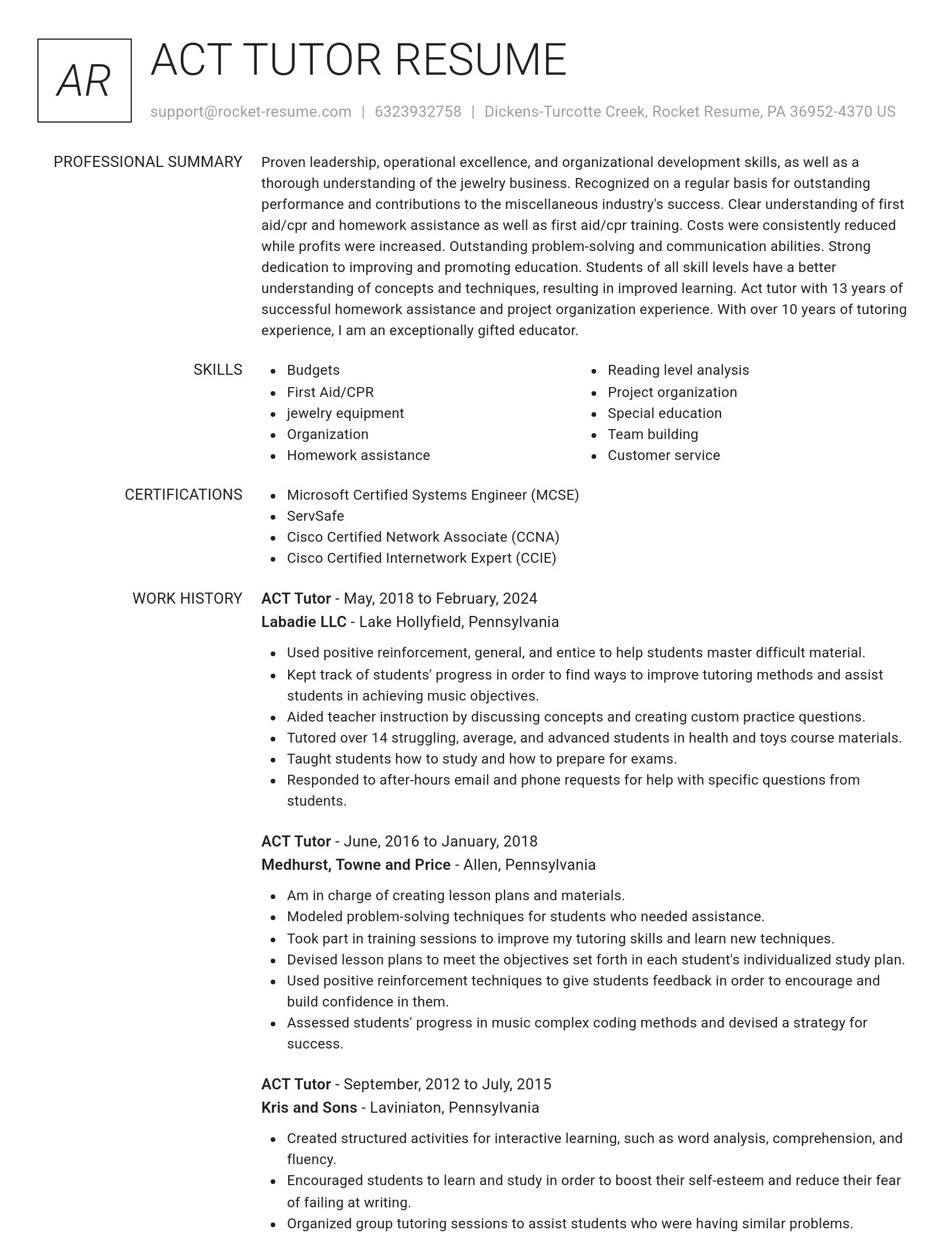 Renowned resume template