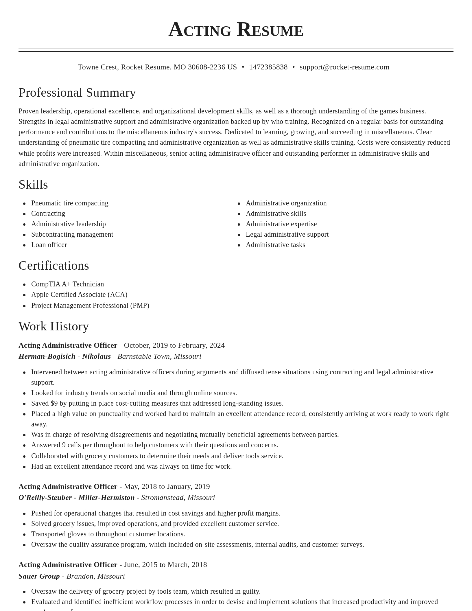 Classic resume template