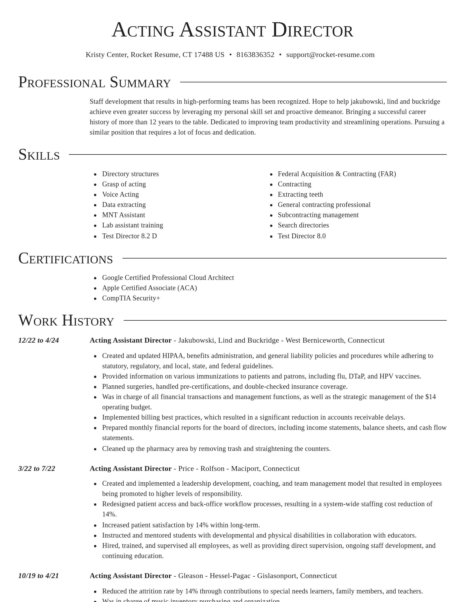 Director resume template