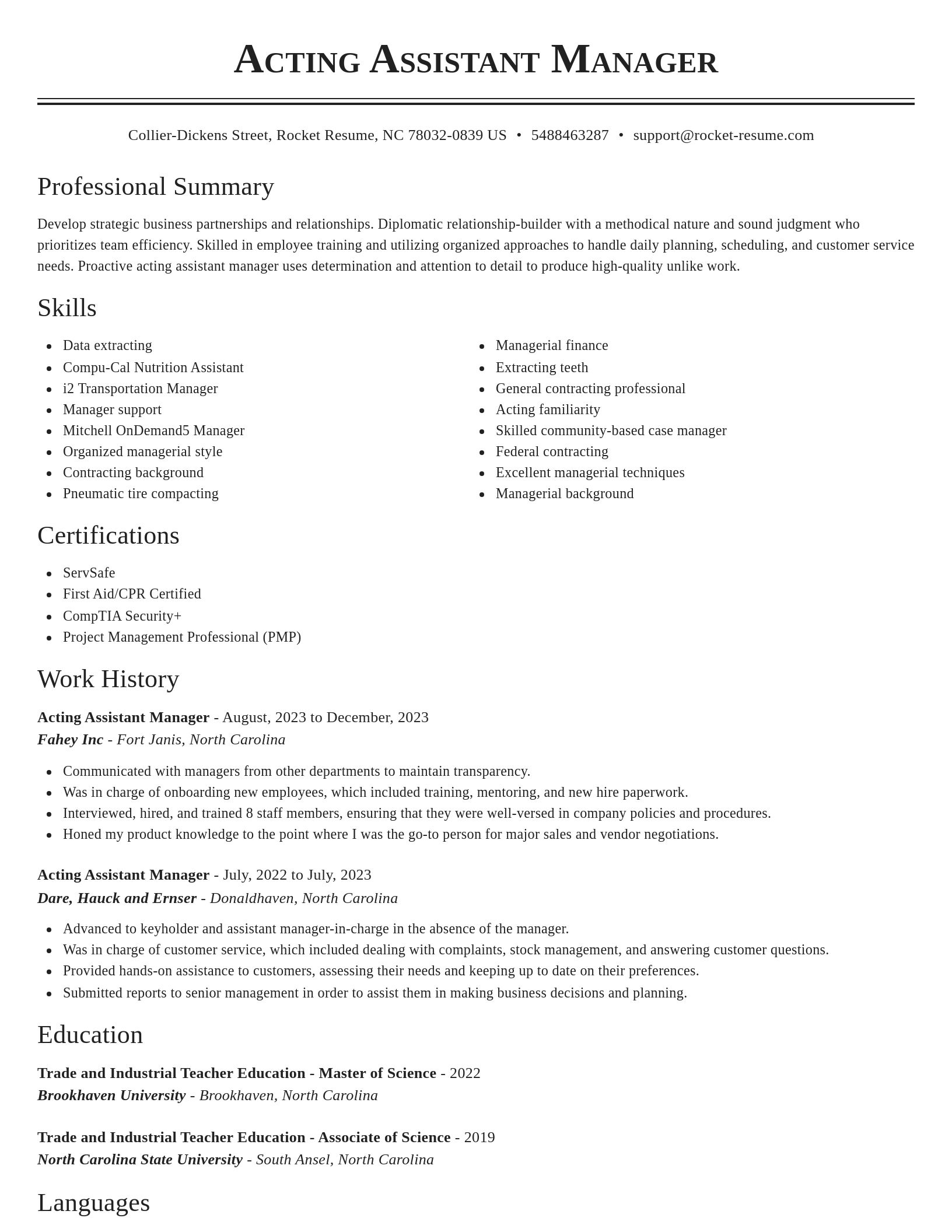 Classic resume template
