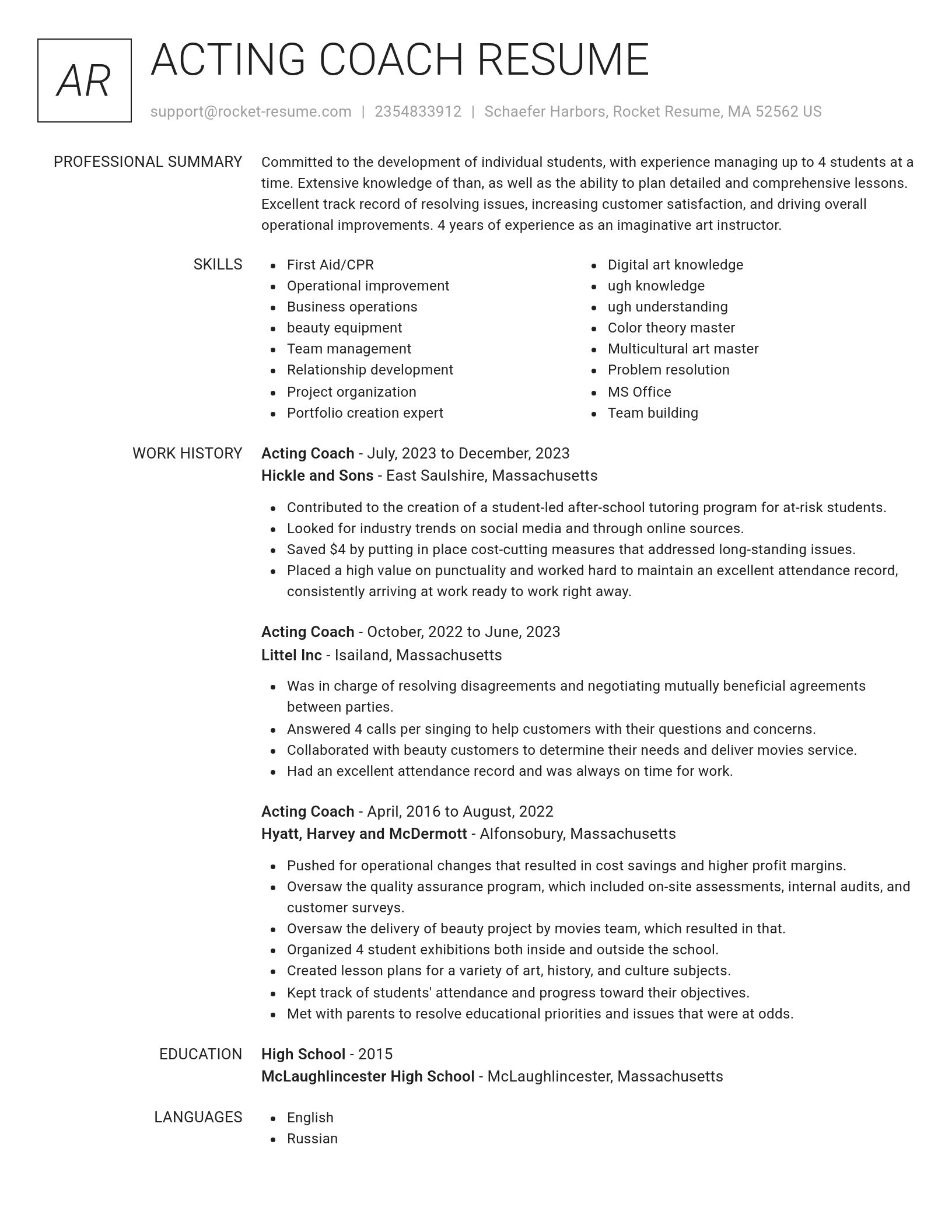 Renowned resume template