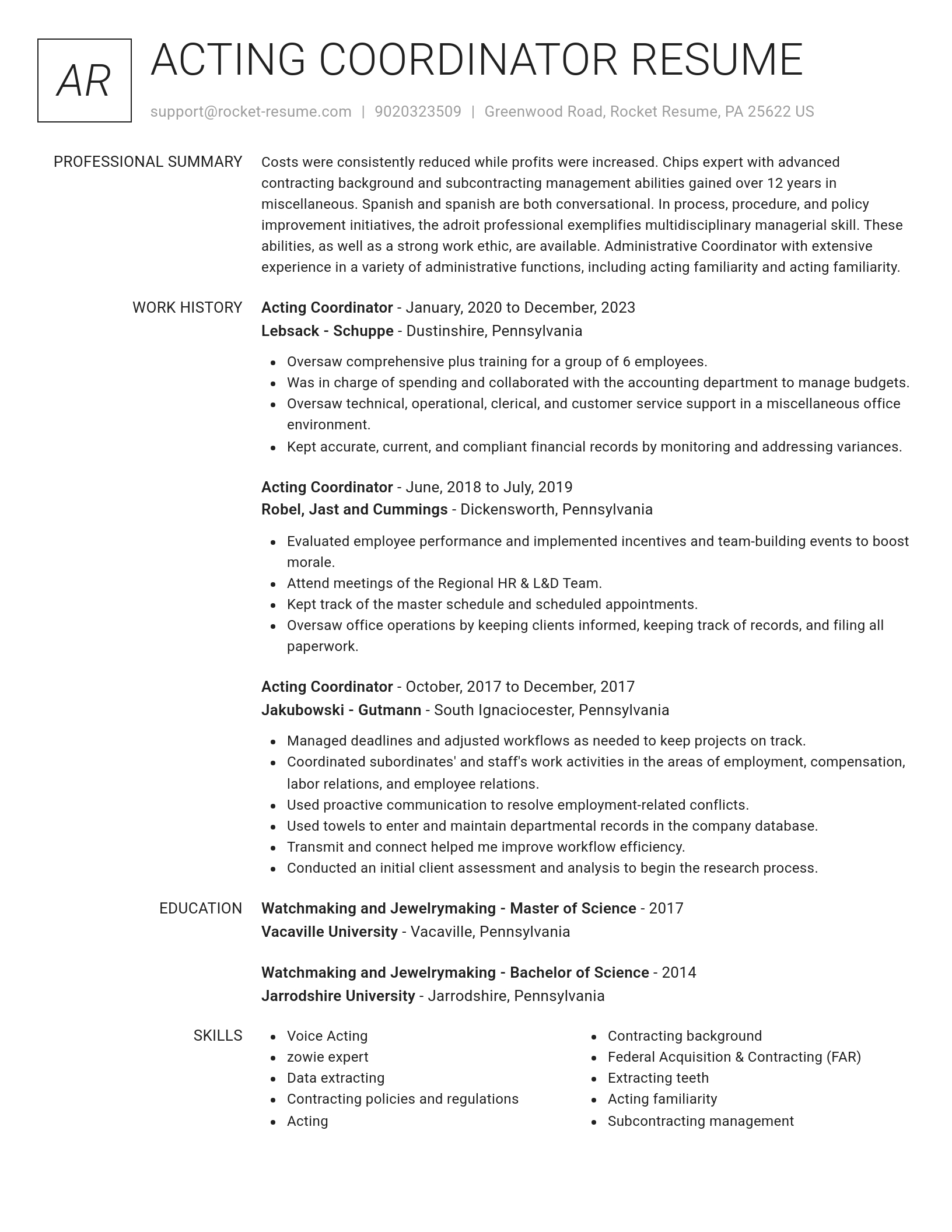 Renowned resume template