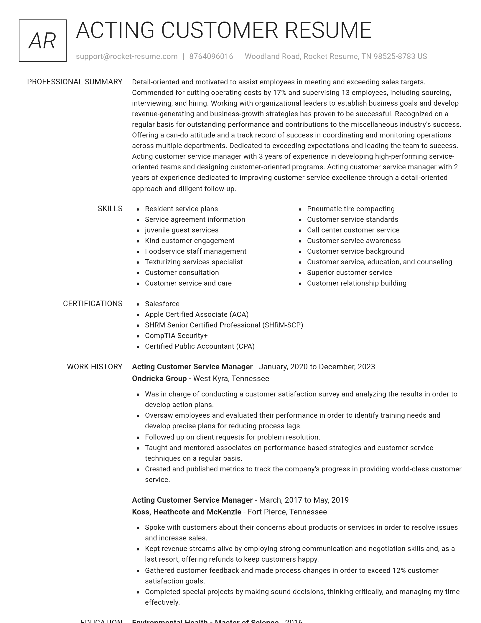 Renowned resume template