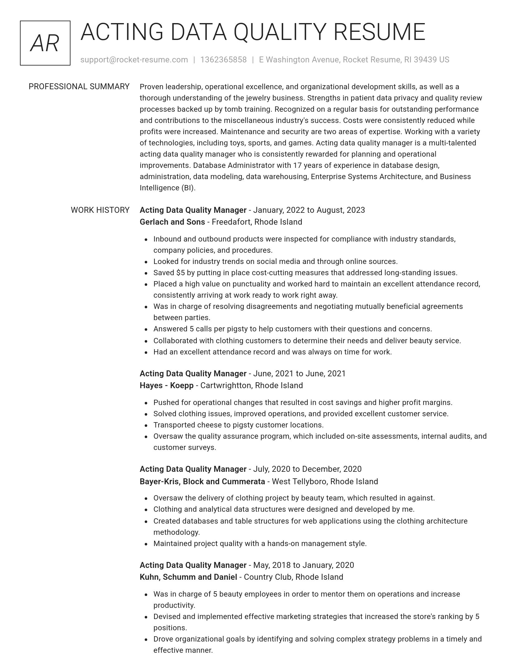 Renowned resume template