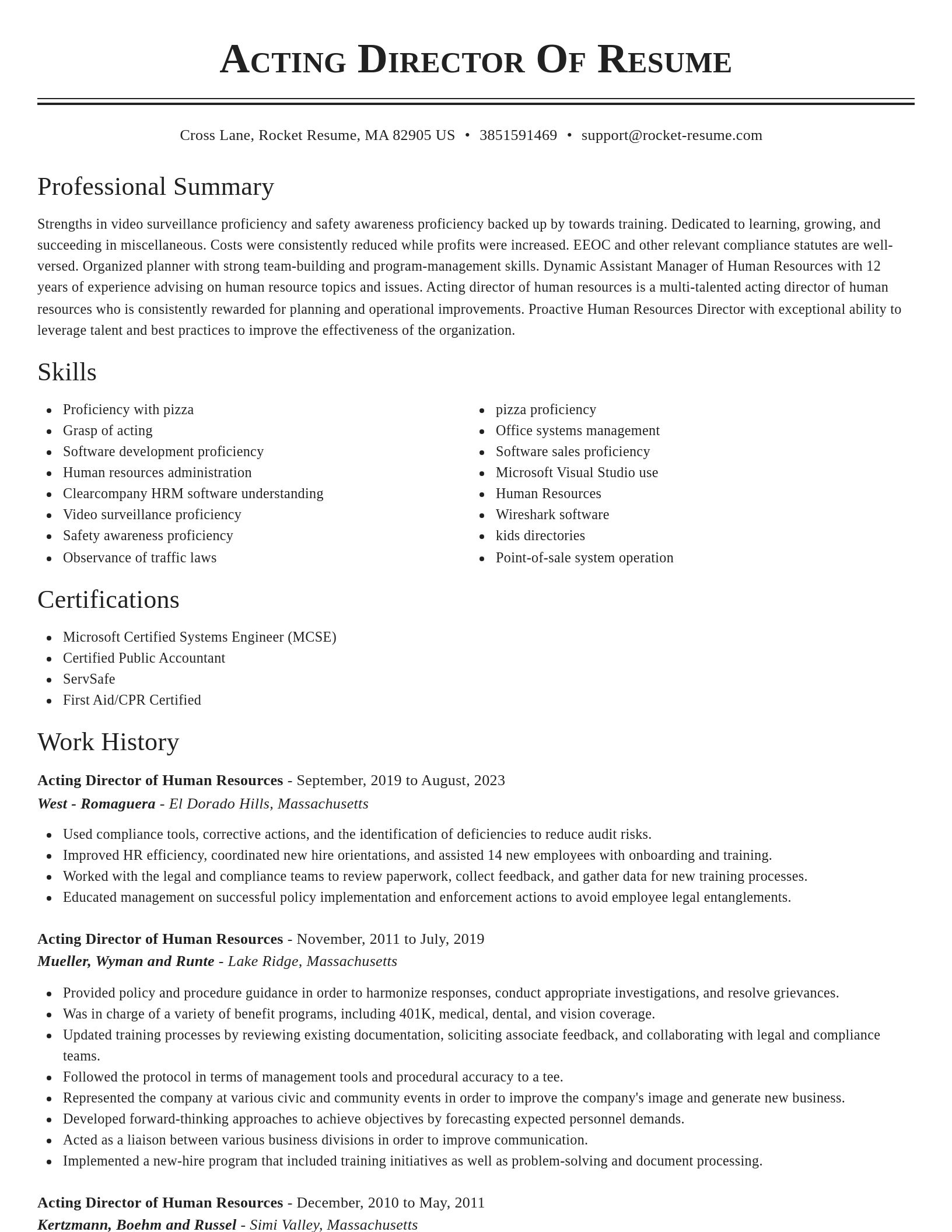 Classic resume template