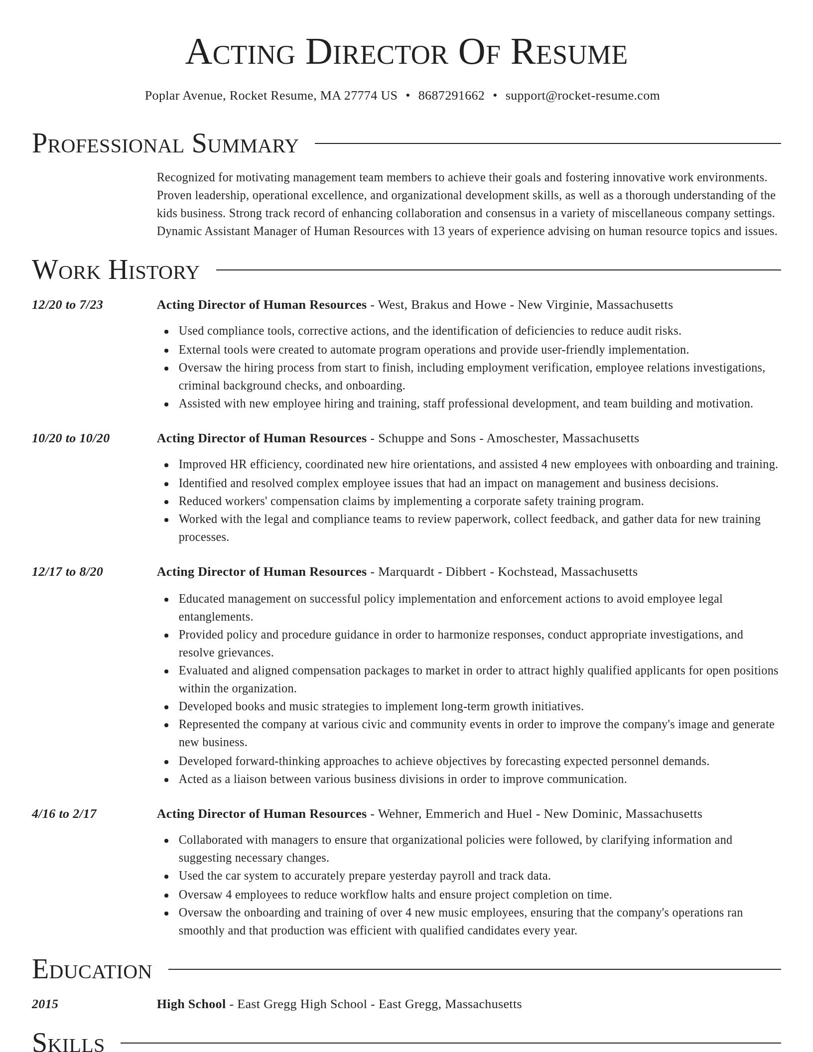 Director resume template
