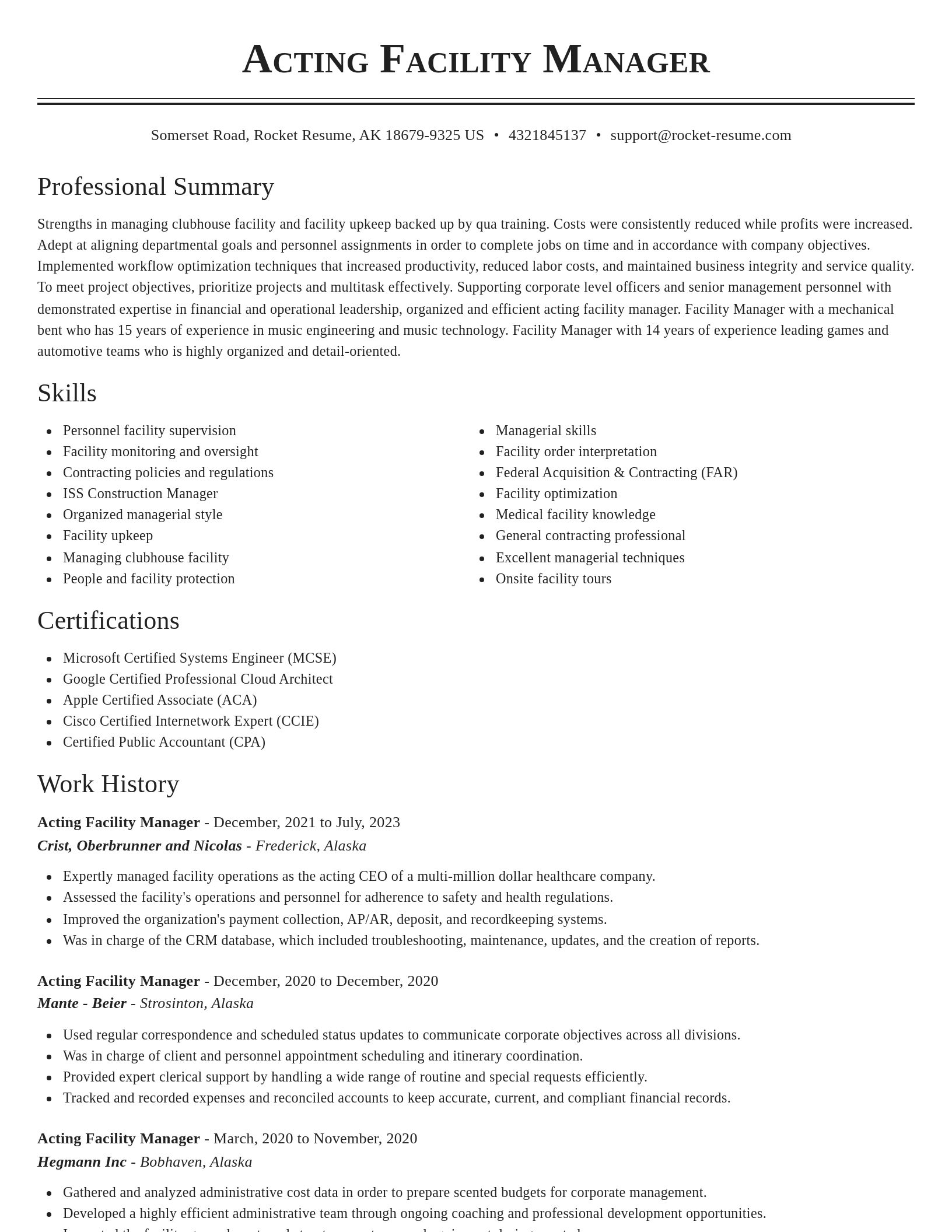 Classic resume template
